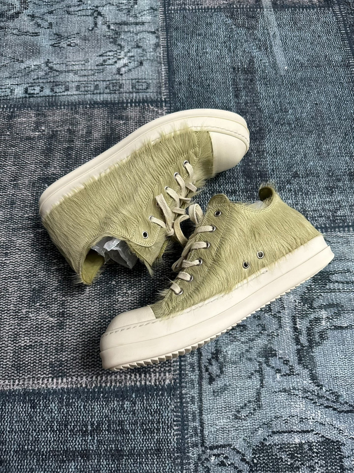 Rick Owens mainline green horsehair low-top large Converse style