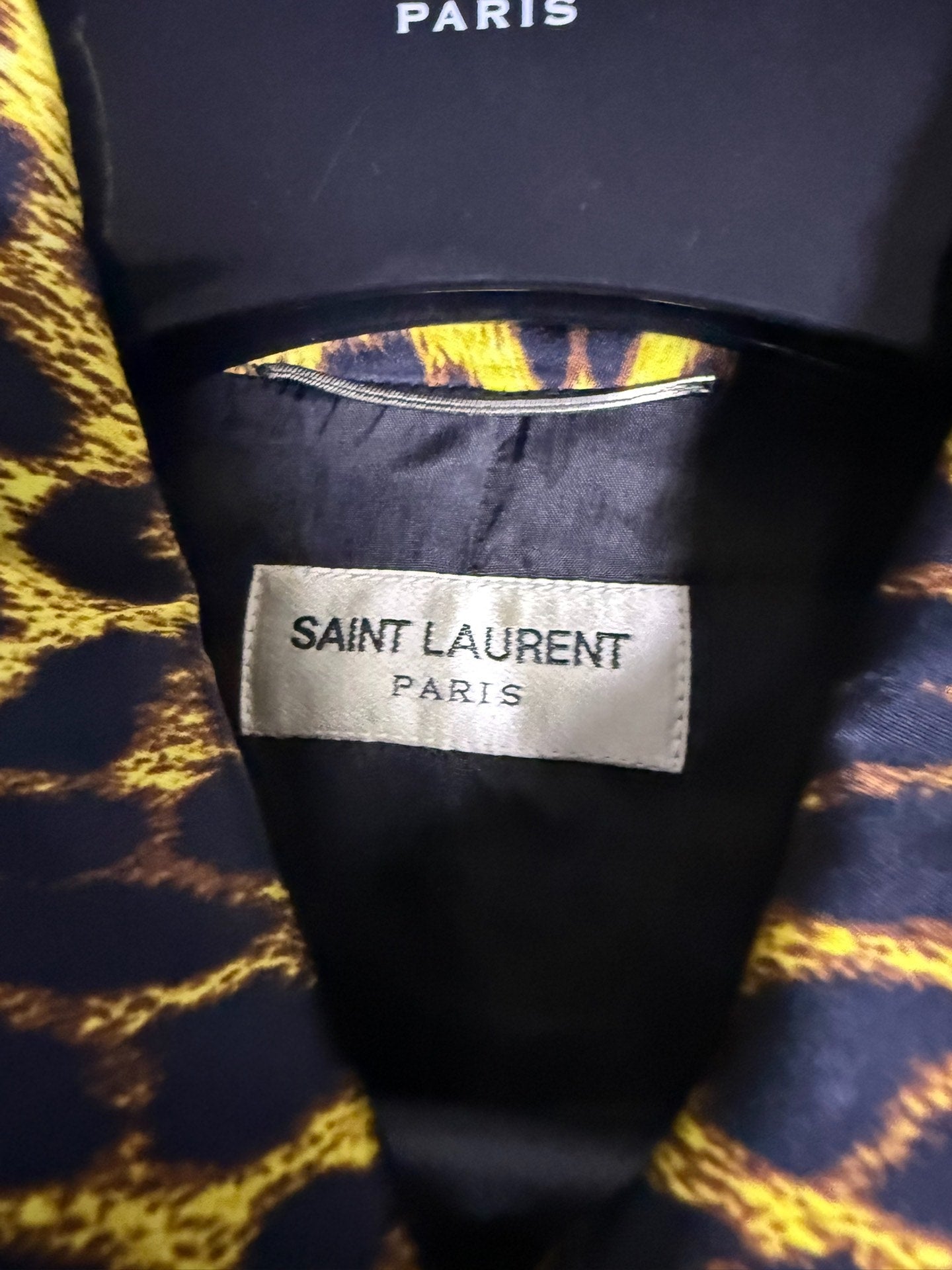 Saint Laurent 16SS Hedi Slimane Leopard Print Studded Silk Jacket by Hedi Slimane
