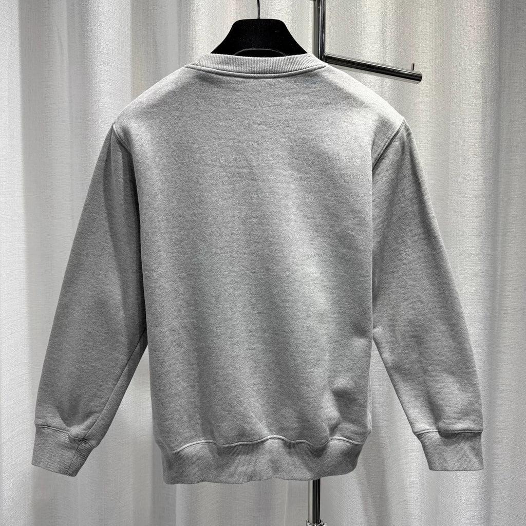Dior Grey CD Letter Embroidered Combed Cotton Hooded Sweater