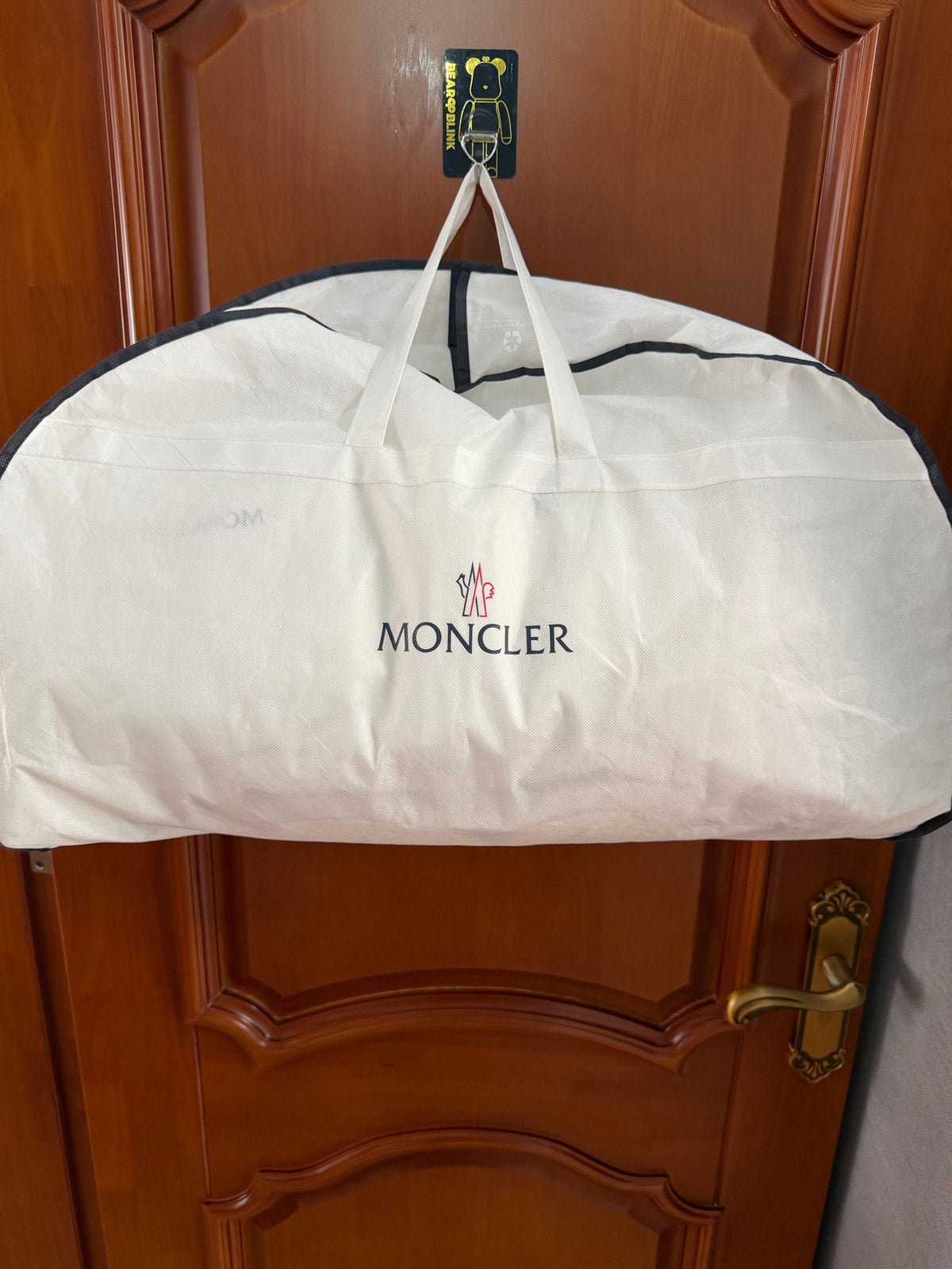 Moncler White Red Glossy Hooded Down Jacket