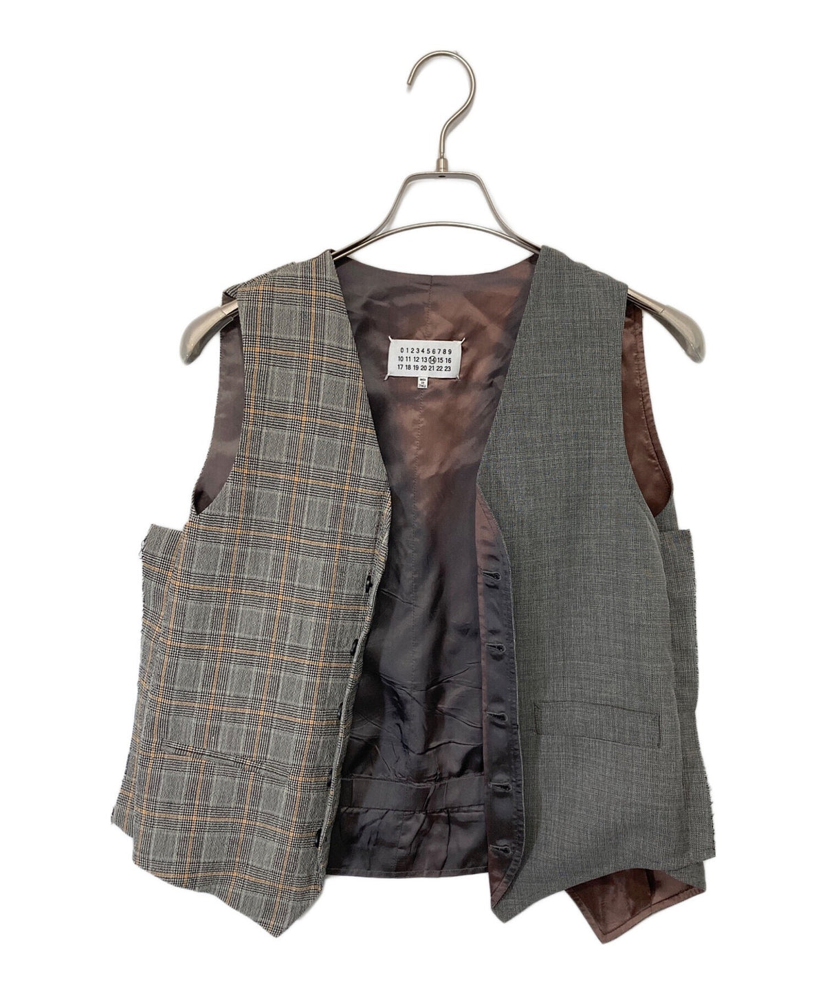 Maison Margiela Wool Plaid Deconstructed Vest
