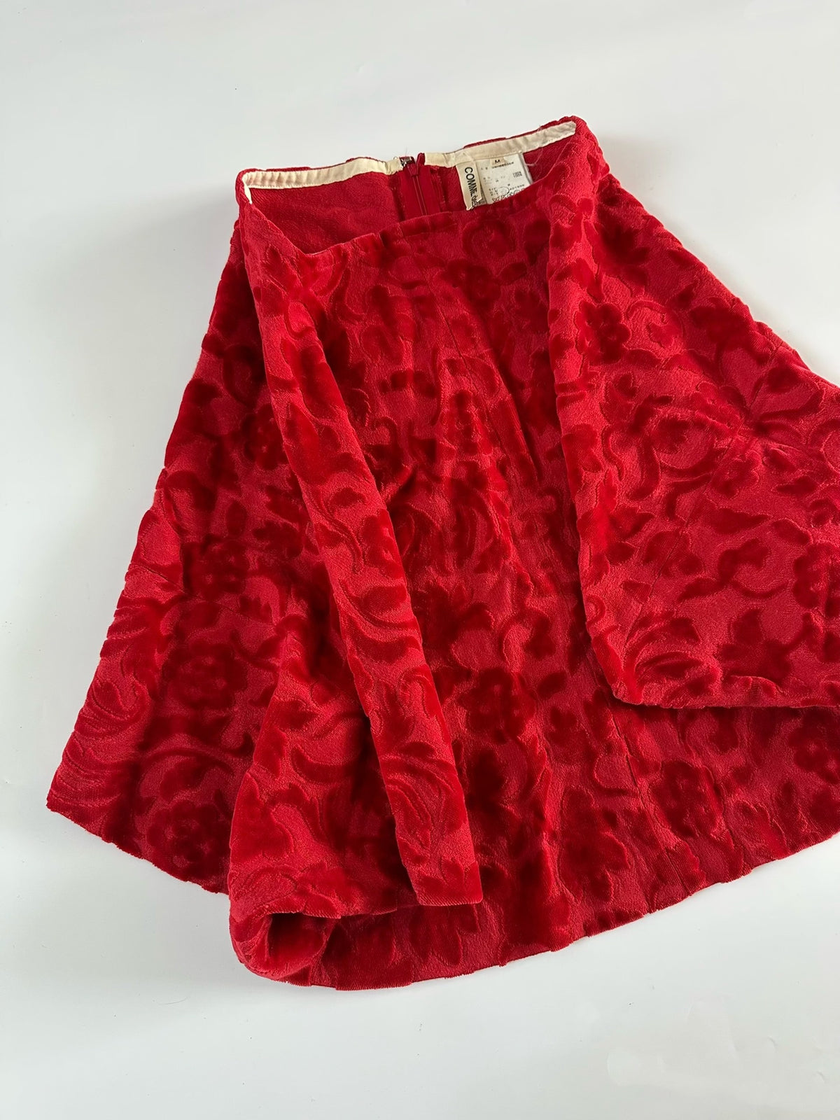 Comme Des Garcons Rei Kawakubo 1996 Main Line Red Flower Flocked Skirt
