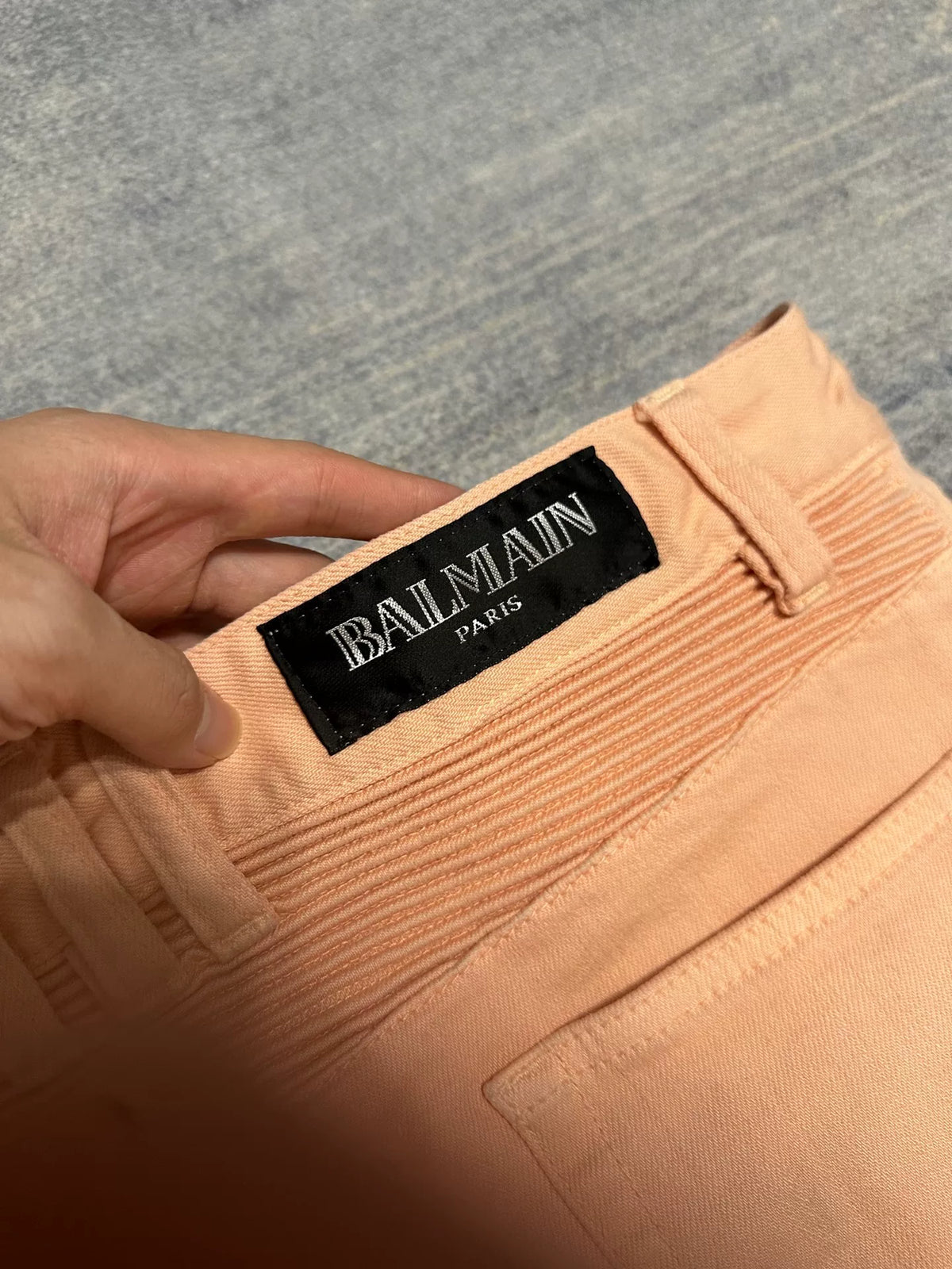 Balmain Homme AW12 Peach Biker White Jeans by Olivier Routeing