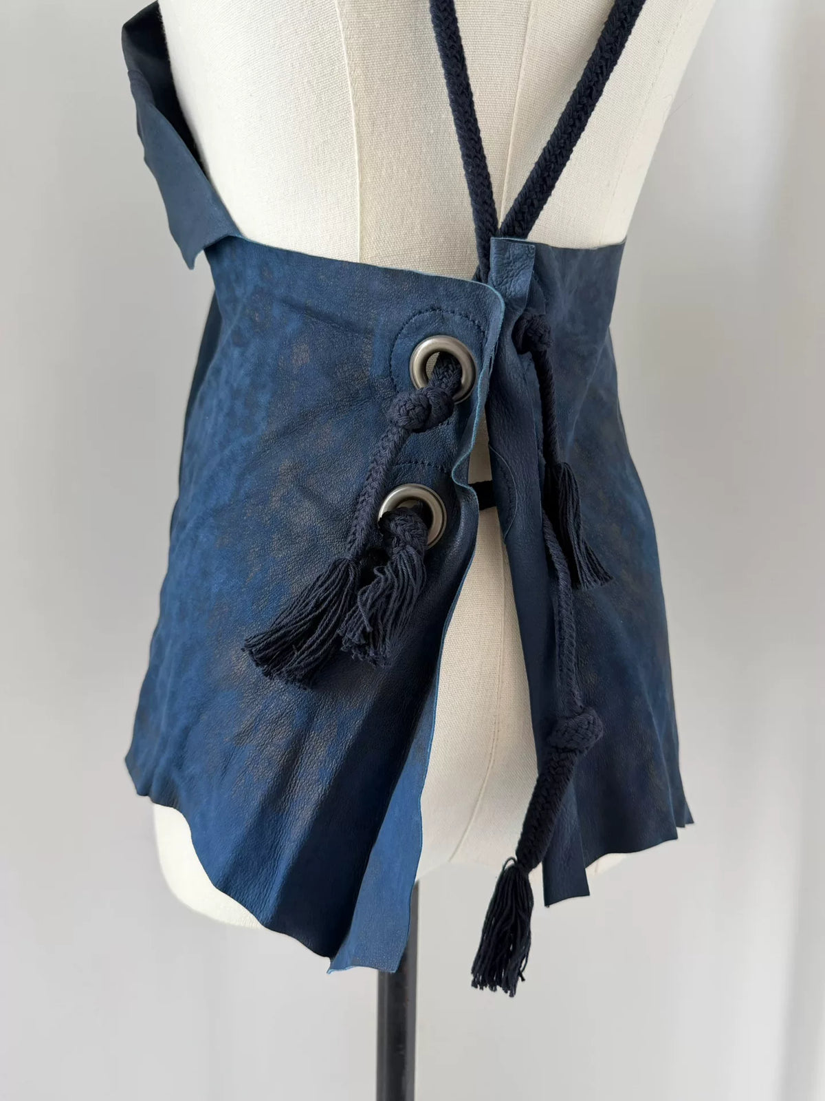 Issey Miyake 2007 Blue Runway Distressed Fringe Top