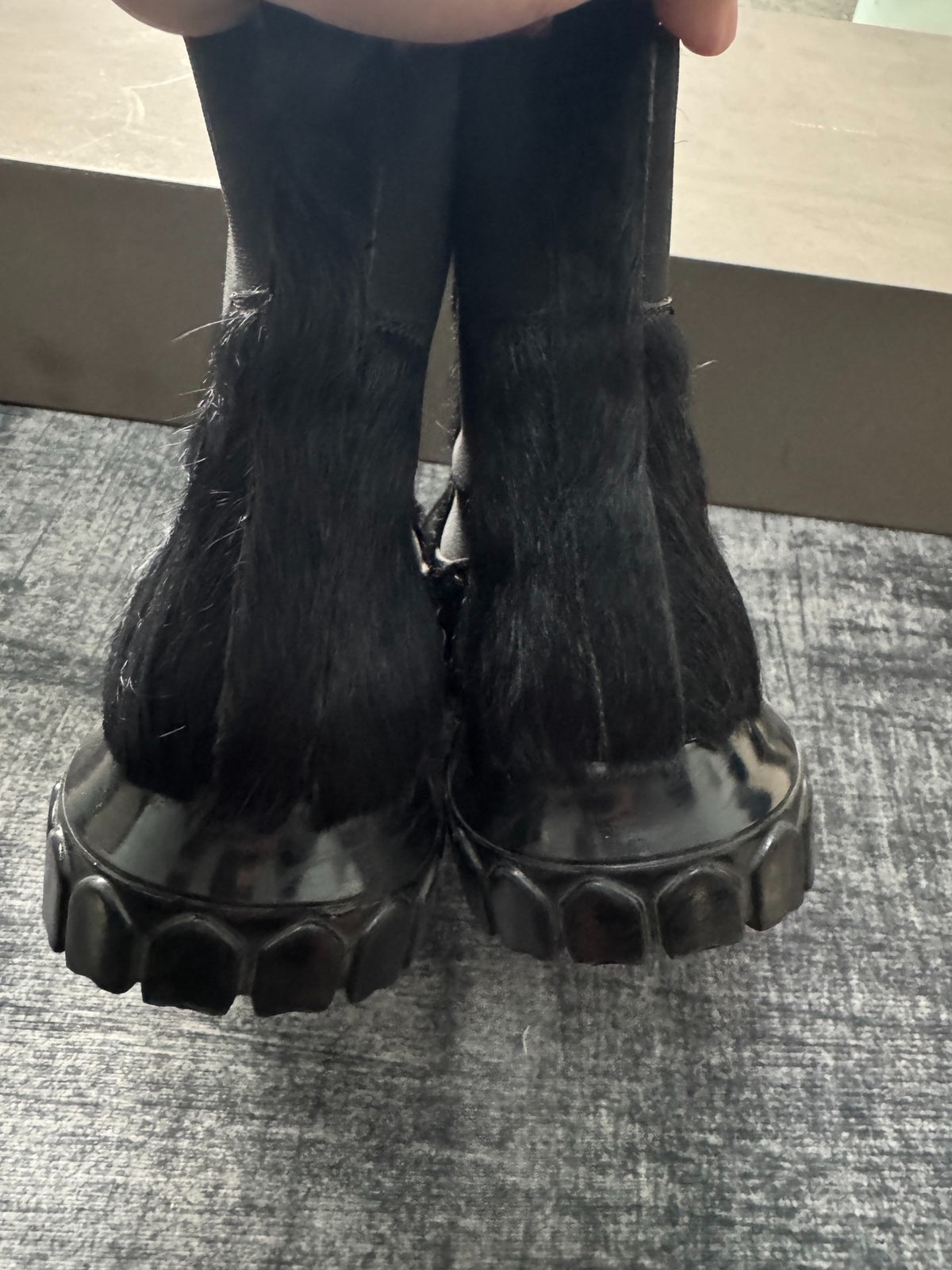 Rick Owens Shorts Bozo Chelsea Fur Boots