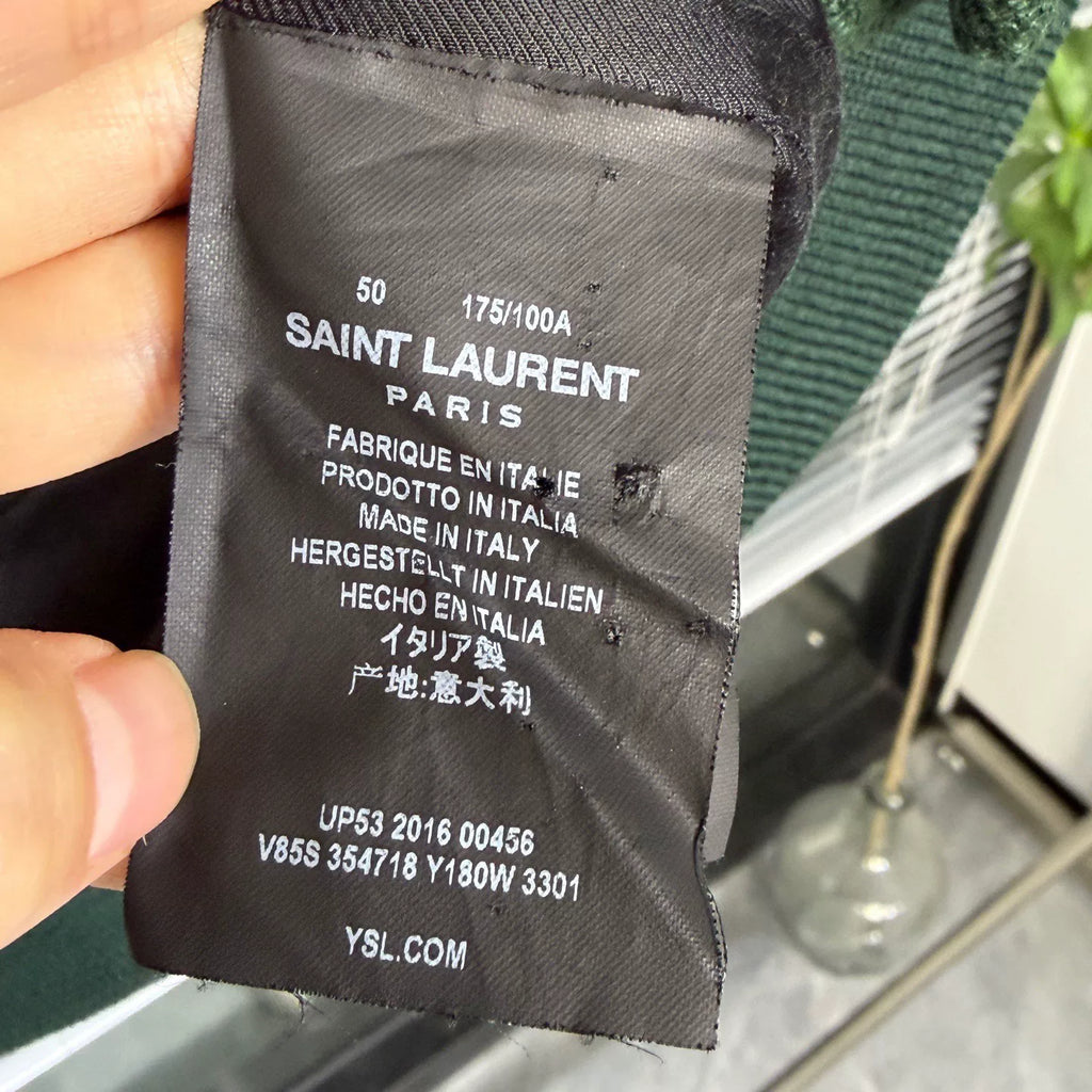 Saint Laurant Varsity Wool Teddy Green Jacket