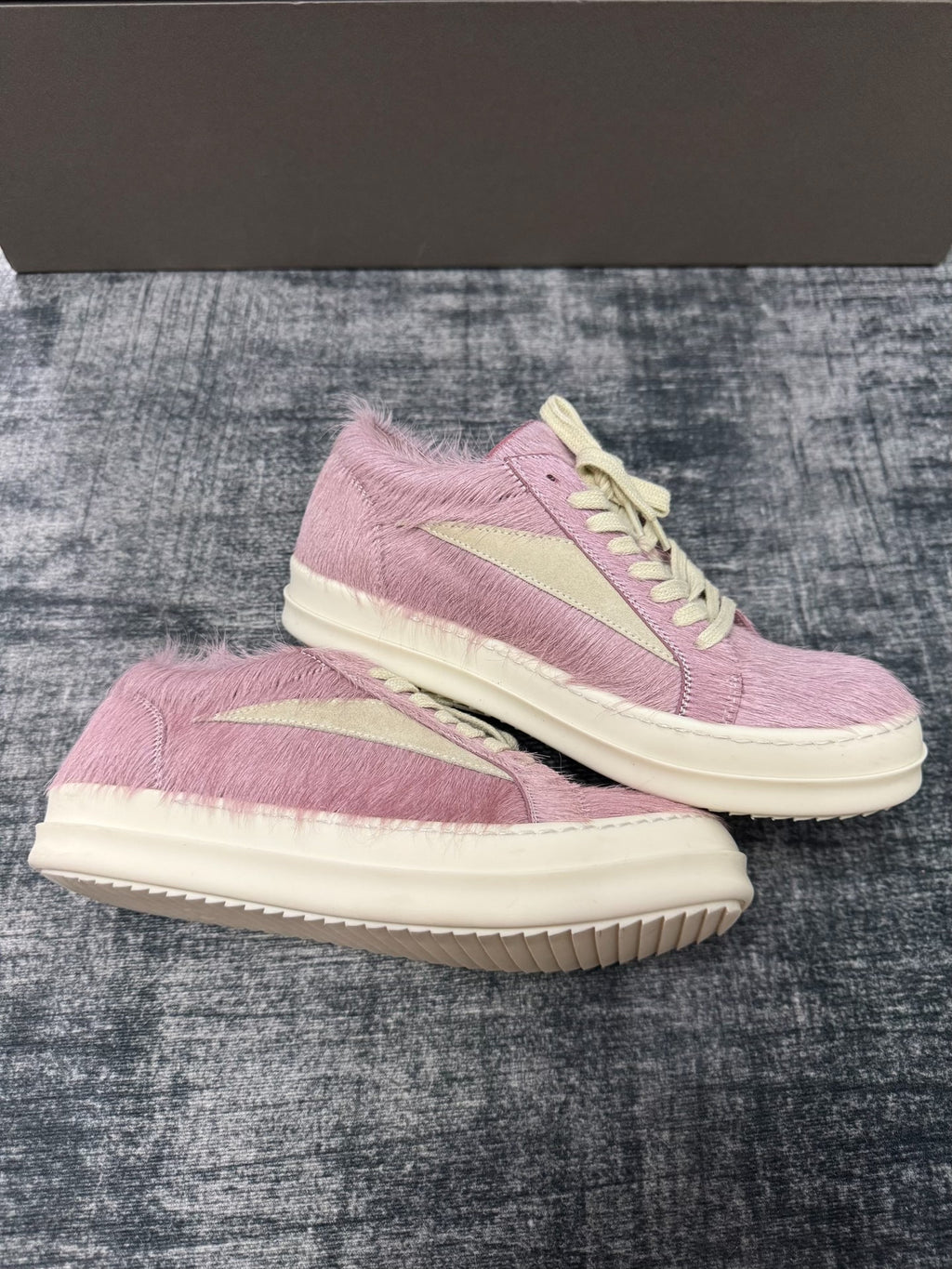 Rick Owens Pink fur sneakers