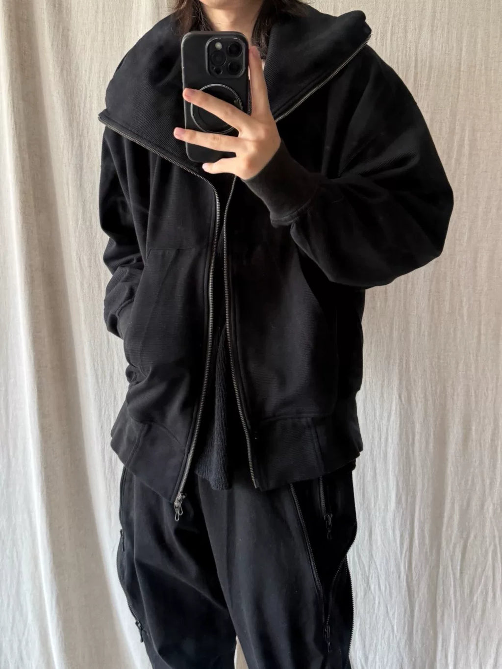 Julius FW22 Dark Vanguard Back Print Hooded Zip-Up Jacket