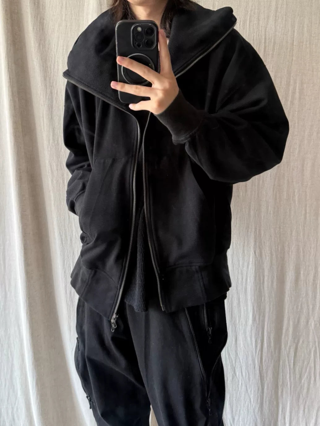 Julius FW22 Dark Vanguard Back Print Hooded Zip-Up Jacket