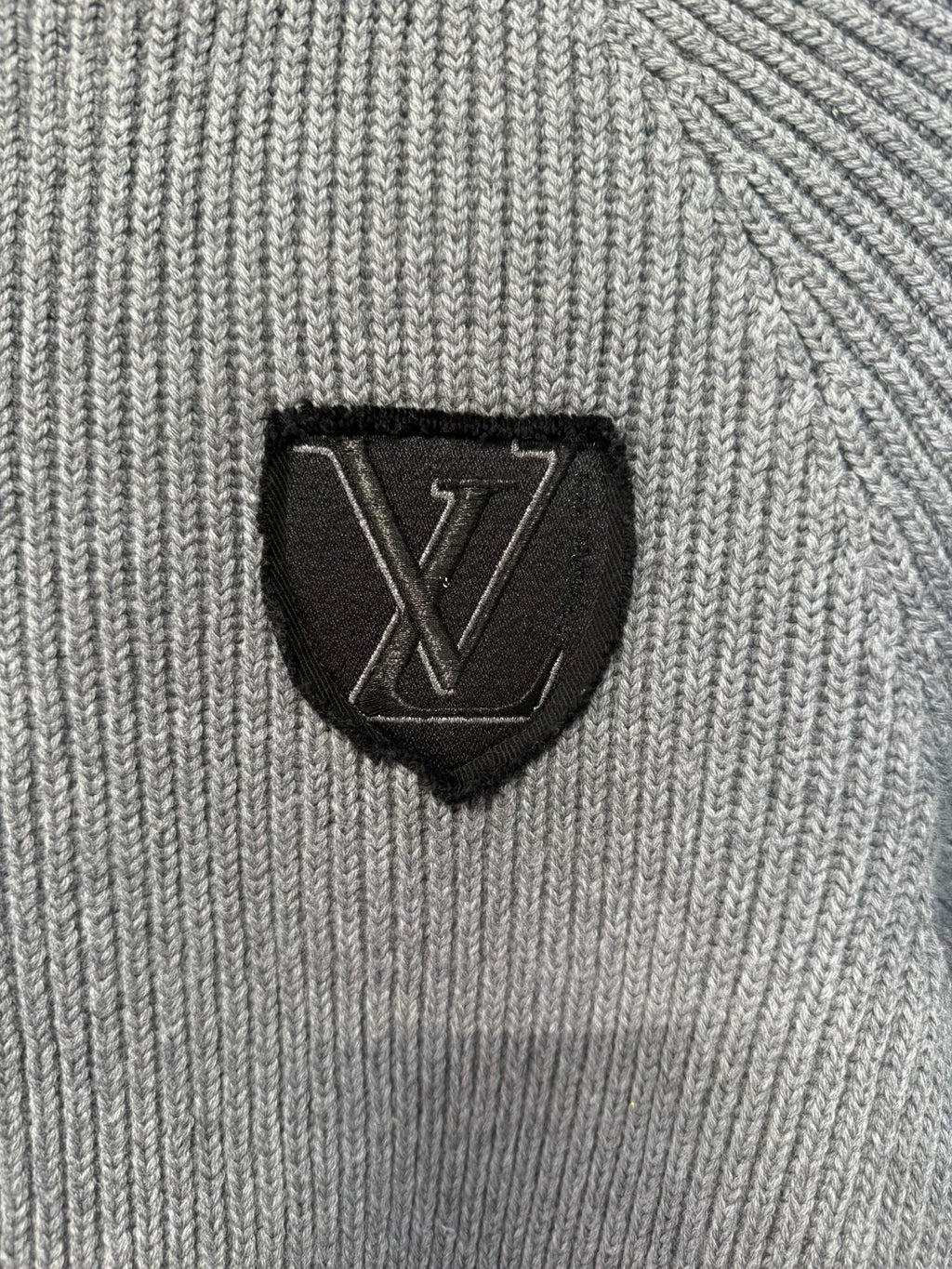 Louis Vuitton Grey Logo Print Knit Sweater