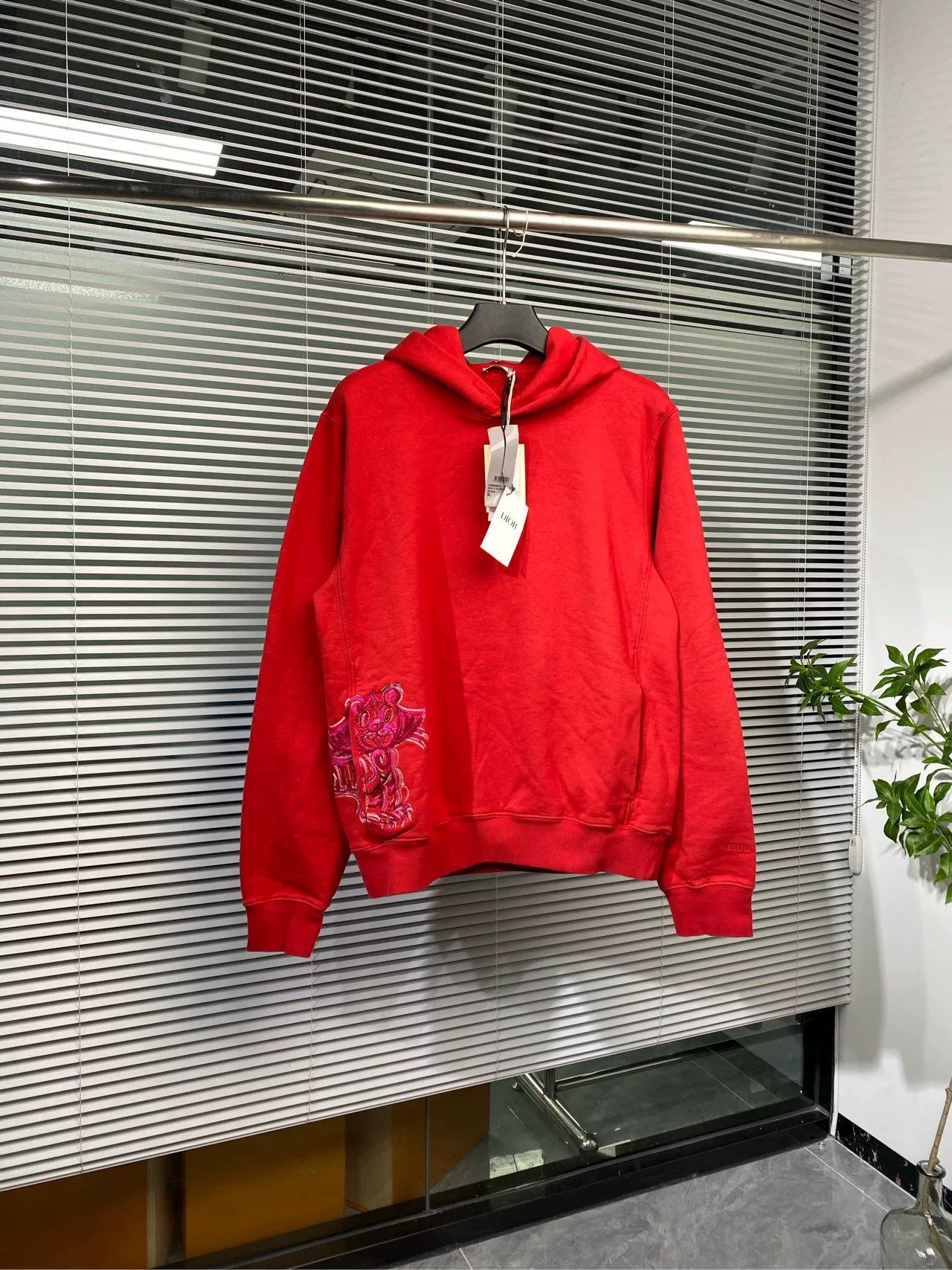 Dior Kenny Scharf Hooded Embroidered Red Hoodie