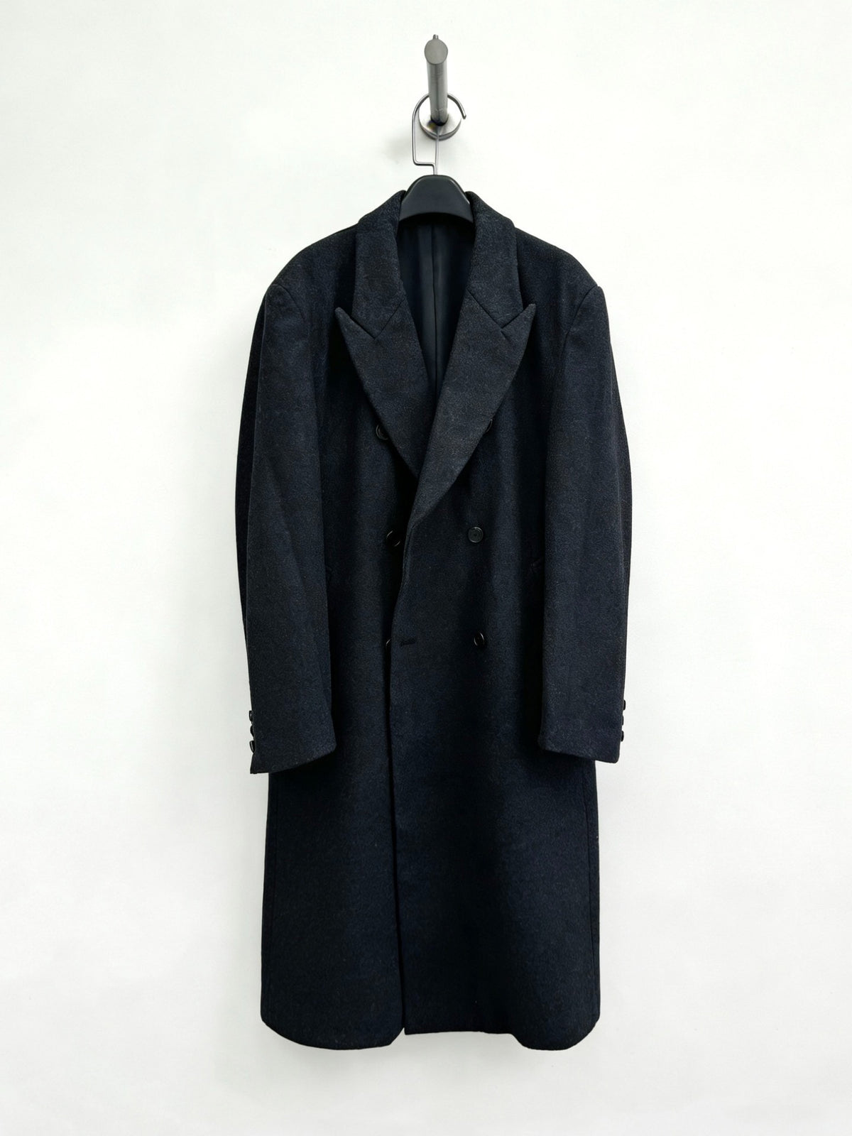 Issey Miyake 90s Peak Lapel Double-Breasted Wool Coat