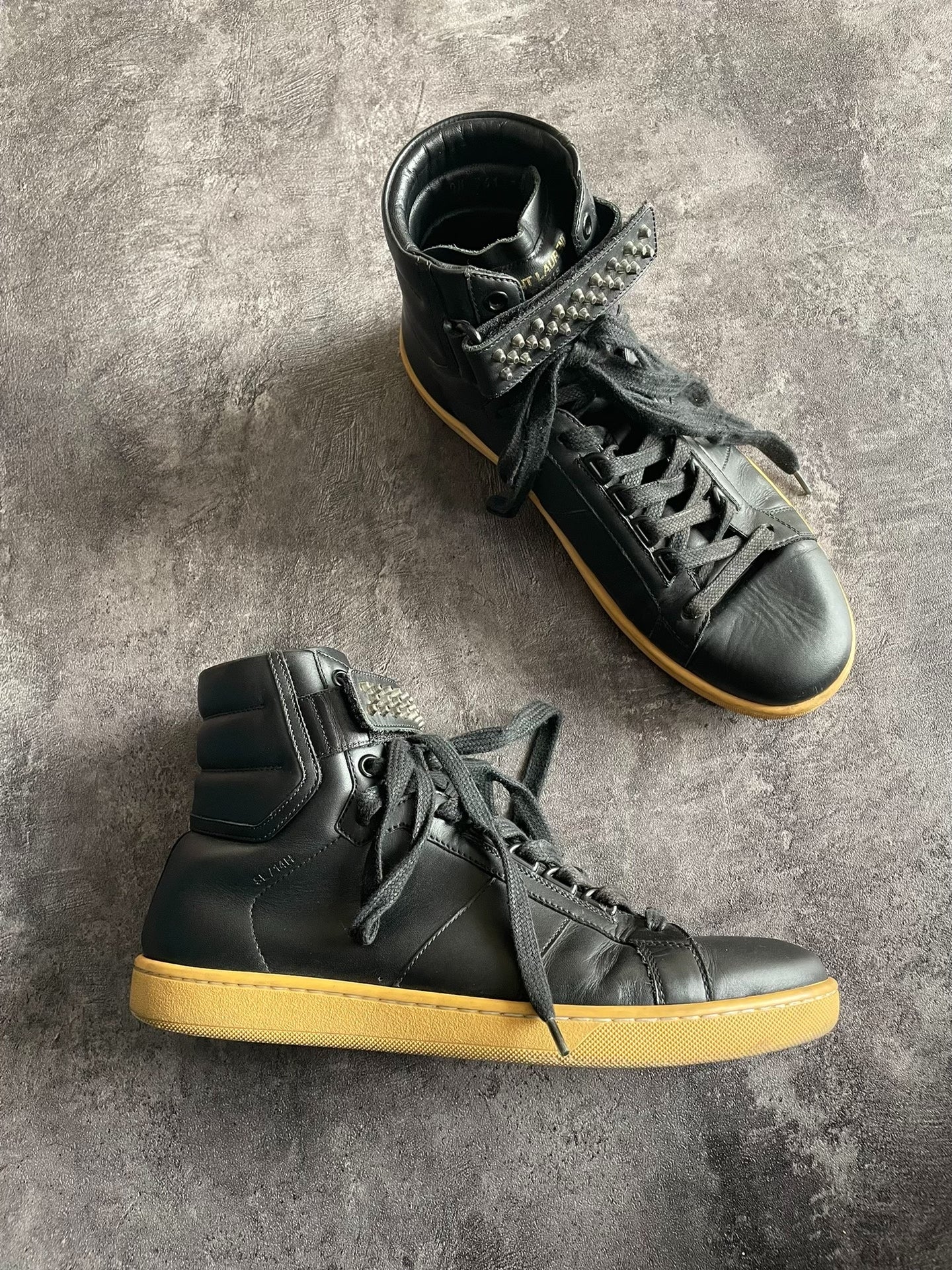Saint Laurent SLP13 Authentic High-Top Sneakers with Bullet Rivets