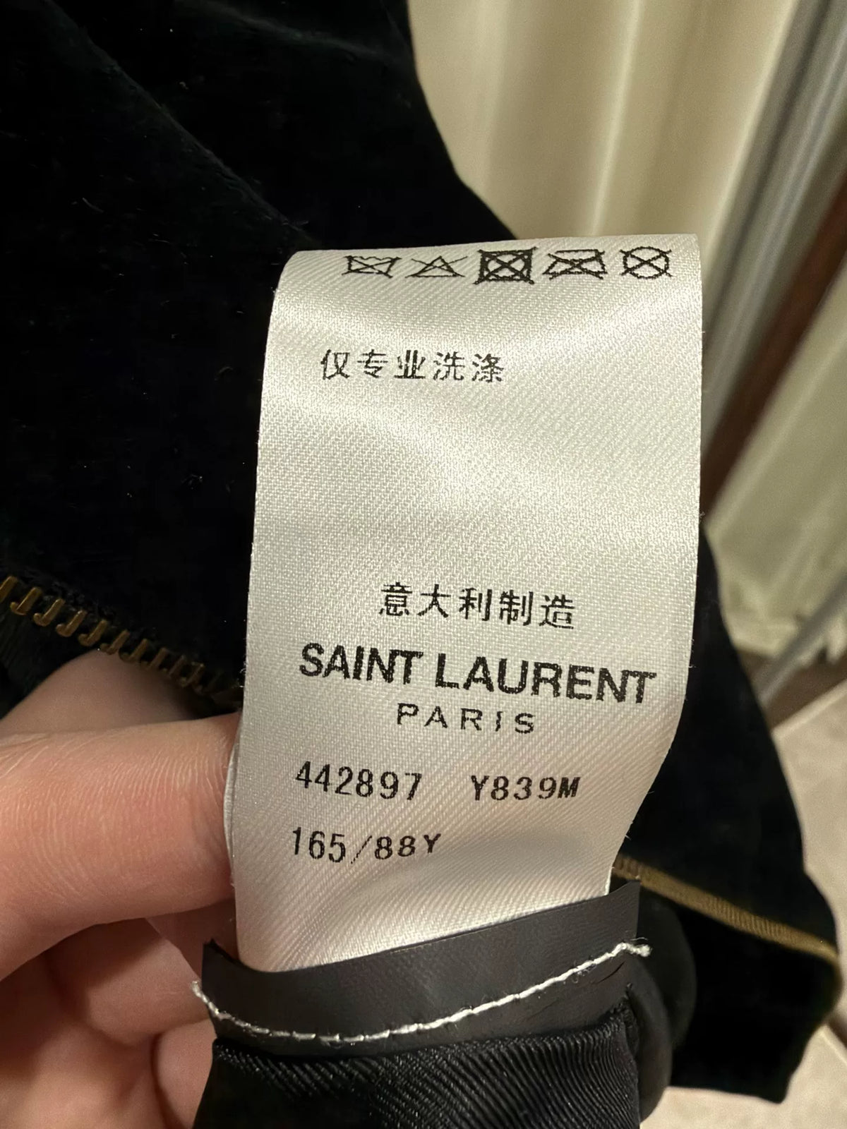 Saint Laurent Black Velvet Music Note Jacket