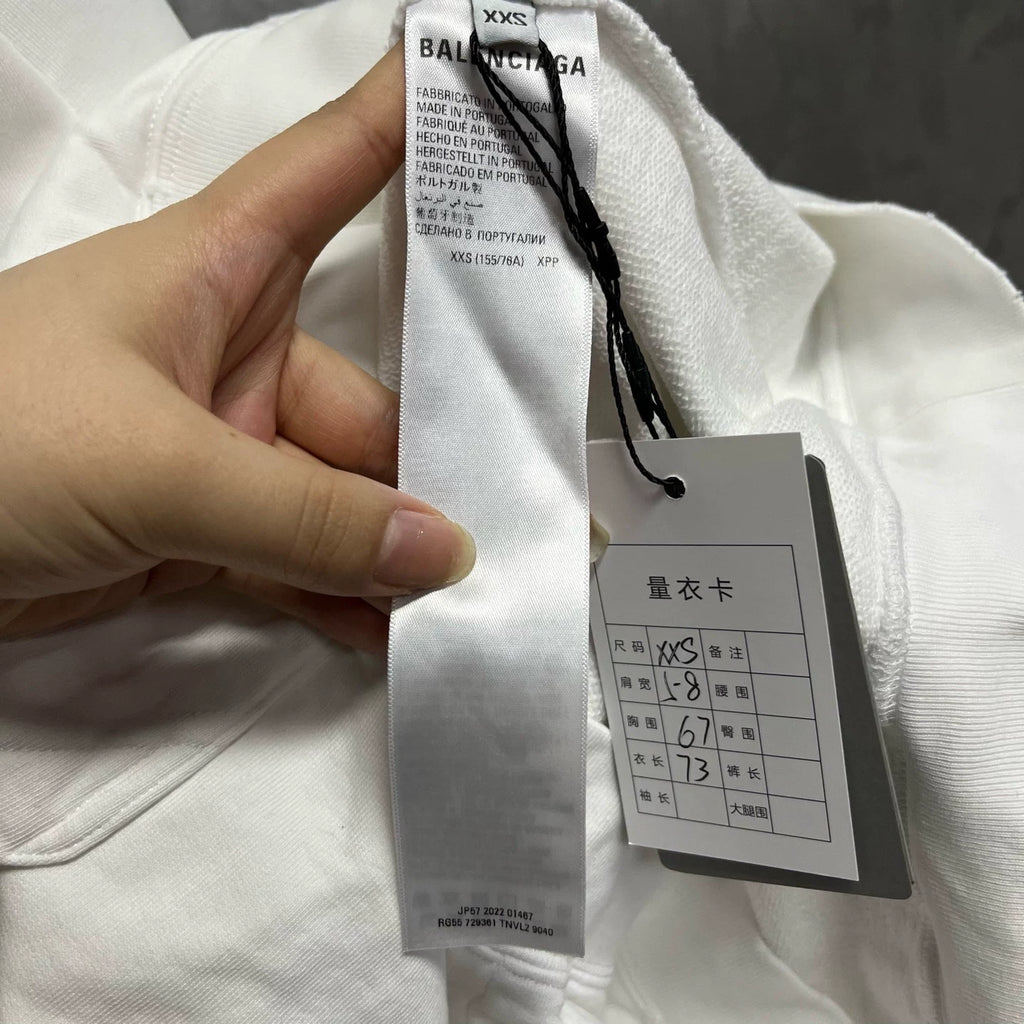 Balenciaga White Logo Print Hooded Sweater