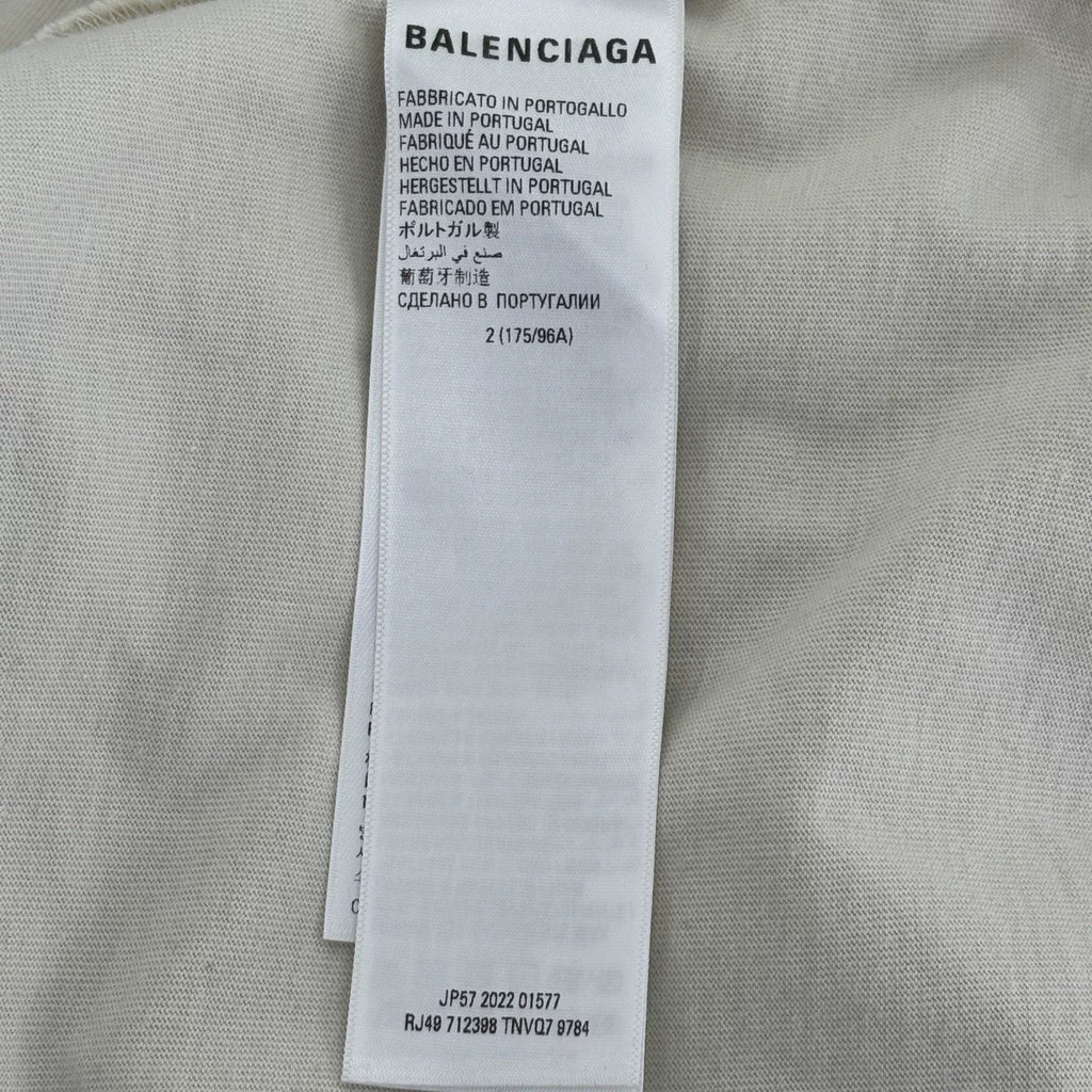 Balenciaga Off-White Letter Logo Print Crew Neck Short Sleeve Top