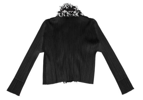Issey Miyake Vintage Black Raw-Edge Pleated Top