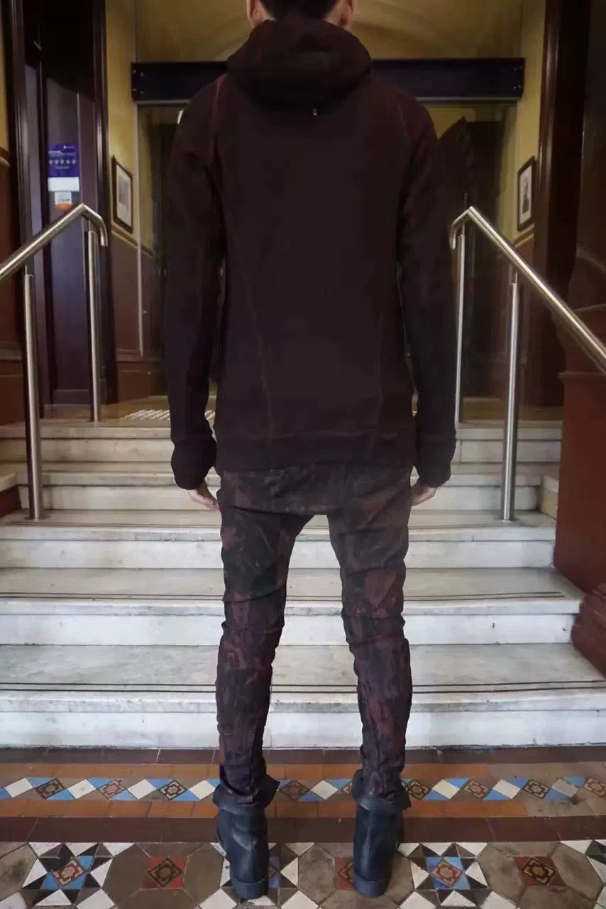 Boris Bidjan Saberi FW15 Black Burgundy Ninja Zipper2 Object Hooded Cotton Jacket
