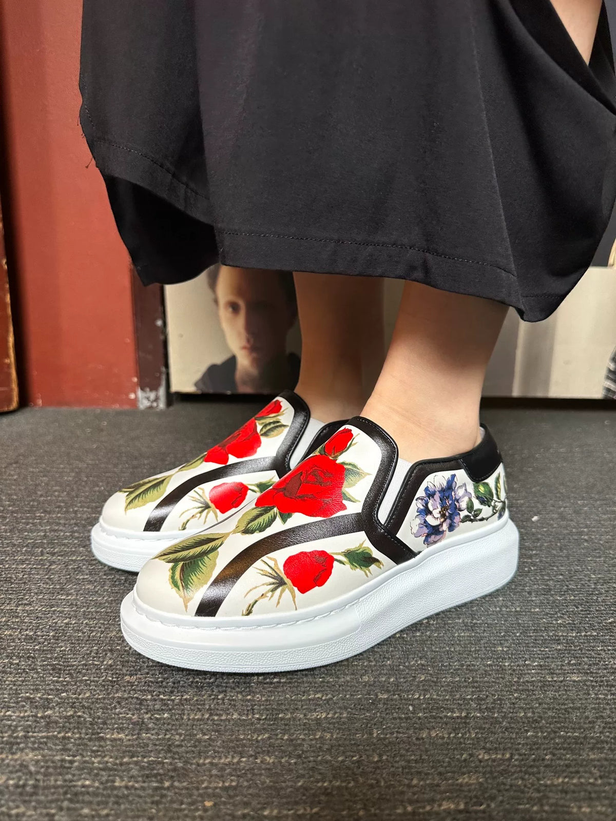 Alexander McQueen SS17 White Floral Print Platform Sneakers