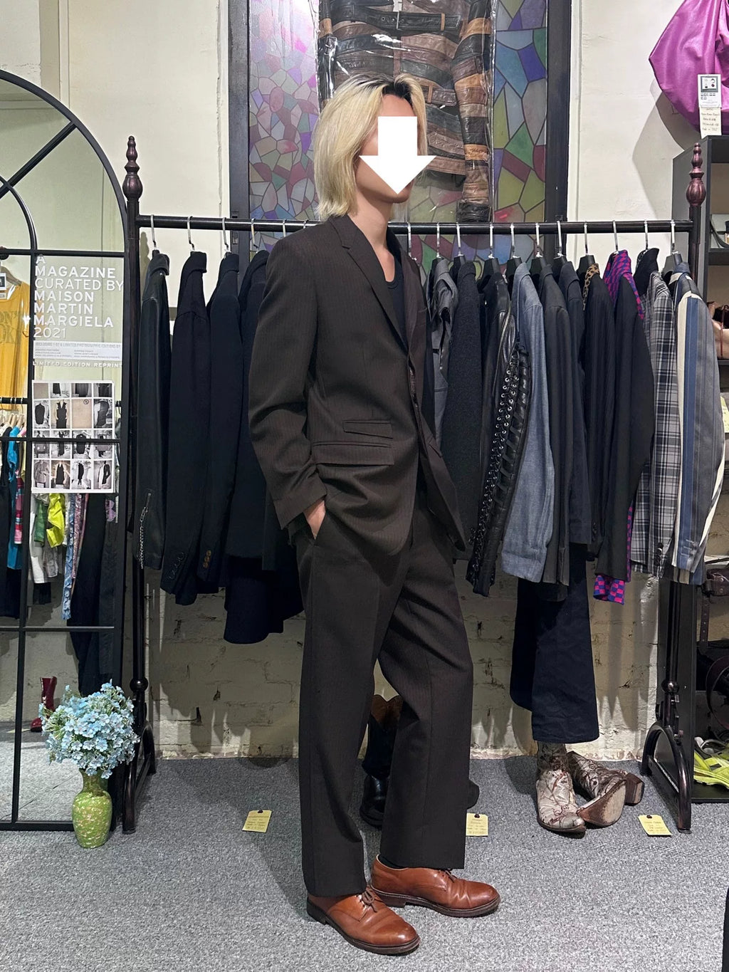 LEMAIRE iridescent dark striped coat