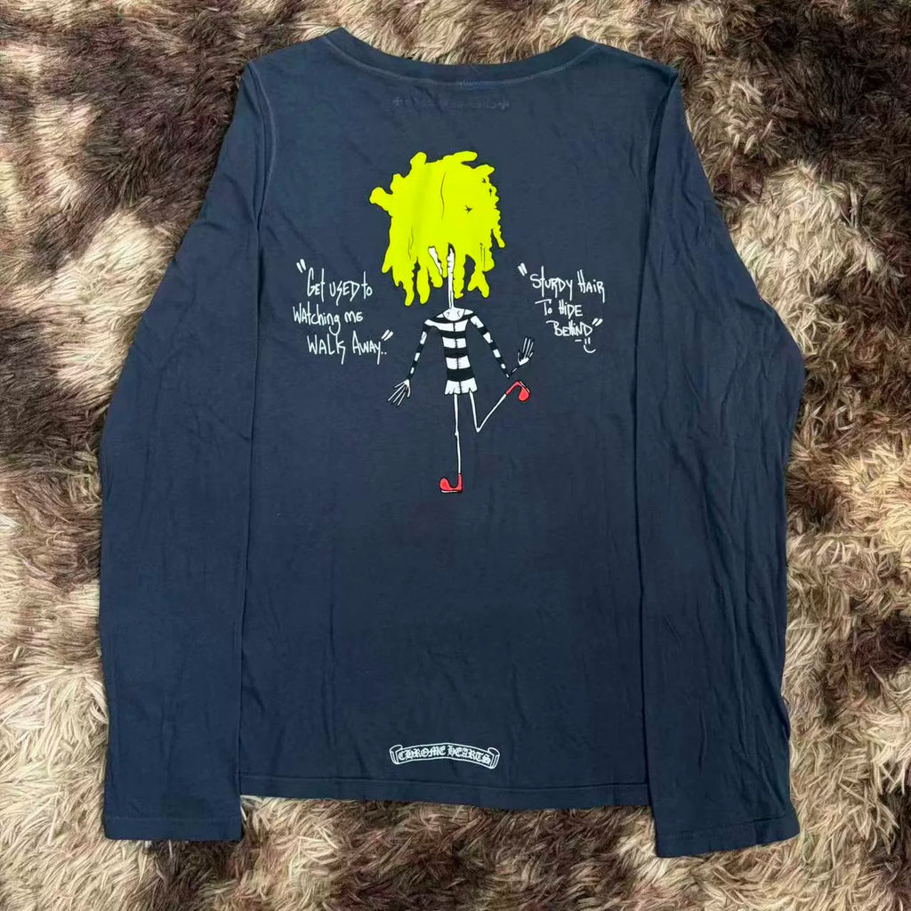 Chrome Hearts Matty Boy Horseshoe Sanskrit Graffiti Figure Long Sleeve Top
