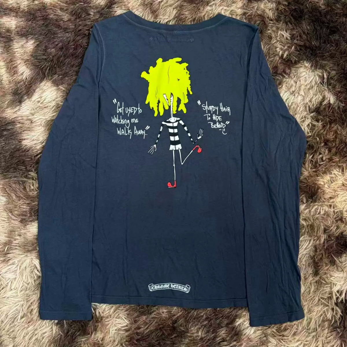 Chrome Hearts Matty Boy Horseshoe Sanskrit Graffiti Figure Long Sleeve Top