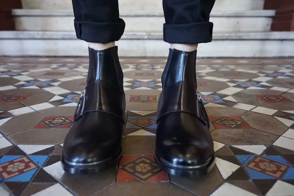 Alexander McQueen FW17 Black Zip Chelsea Lambskin Boots