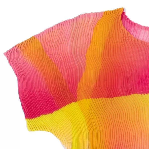 Issey Miyake Vintage Pink Yellow Geometric Pleated Top