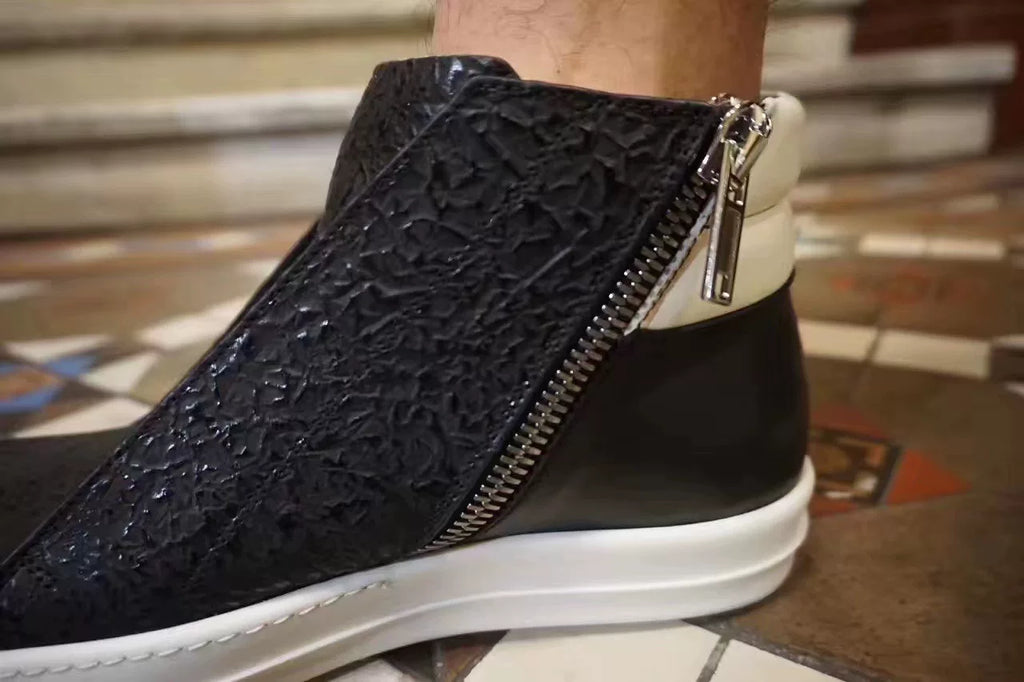 Rick Owens Patchwork Leather Island Dunk Sneakers