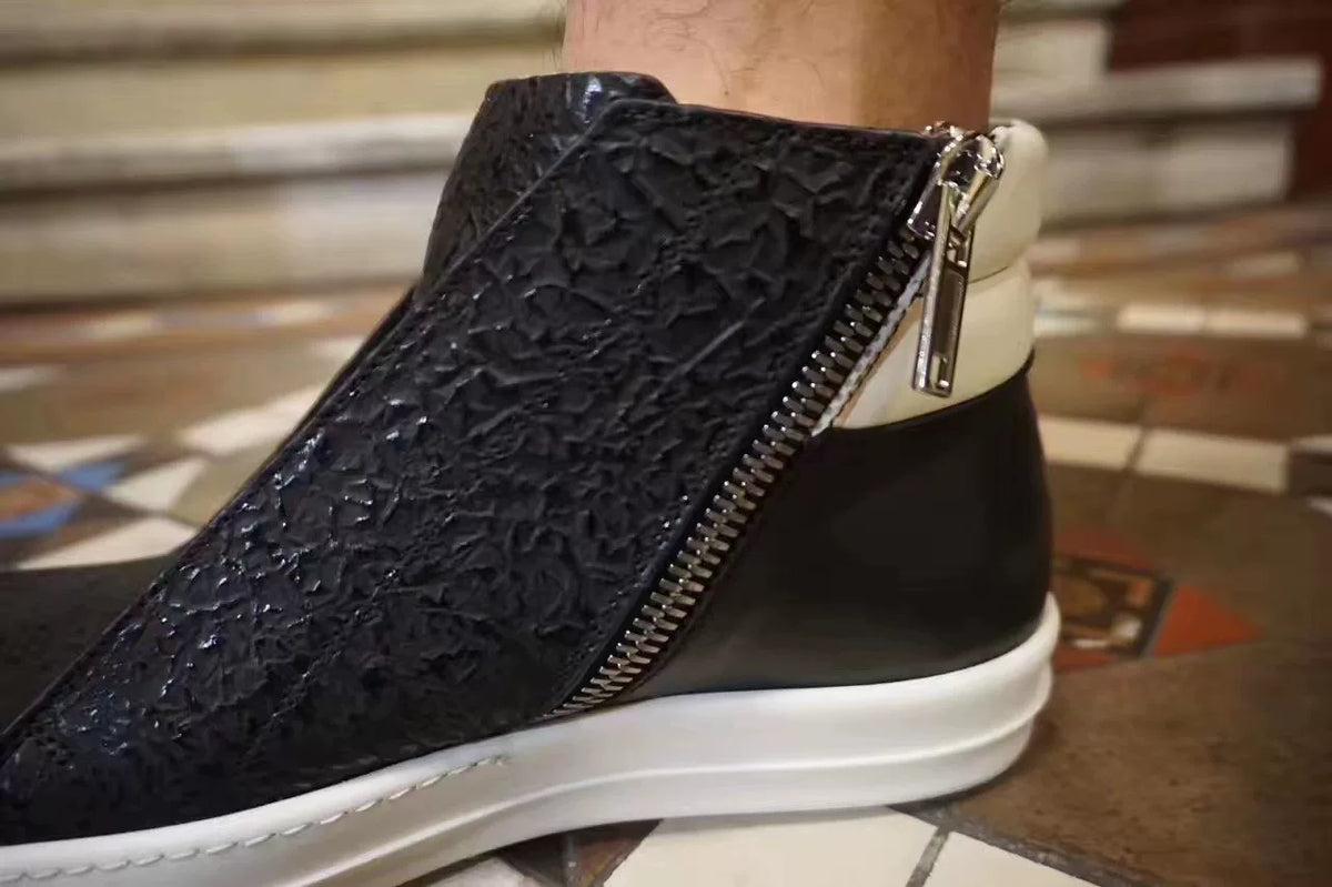 Rick Owens Patchwork Leather Island Dunk Sneakers