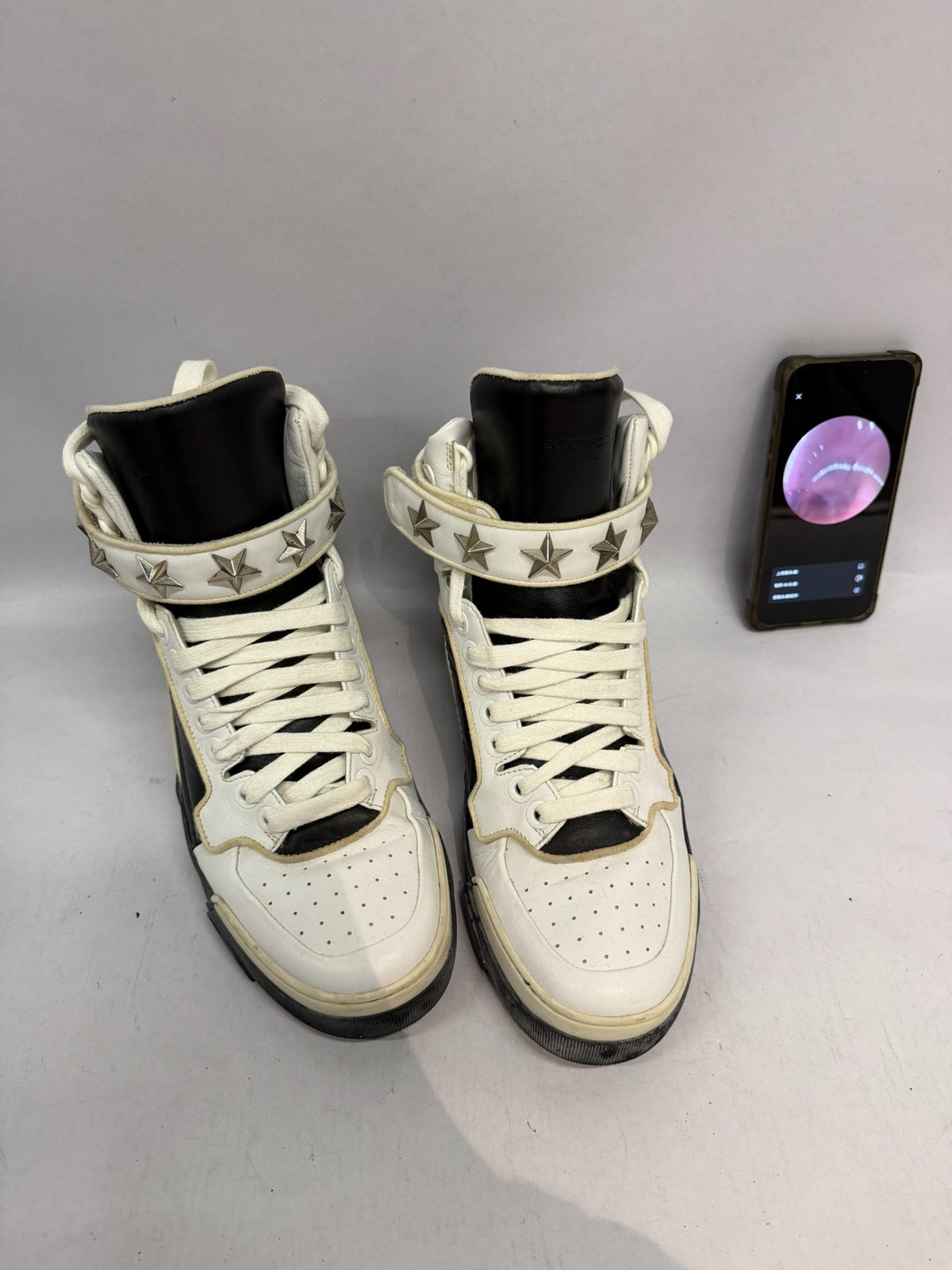Givenchy Black White Metal Star Leather Sneakers