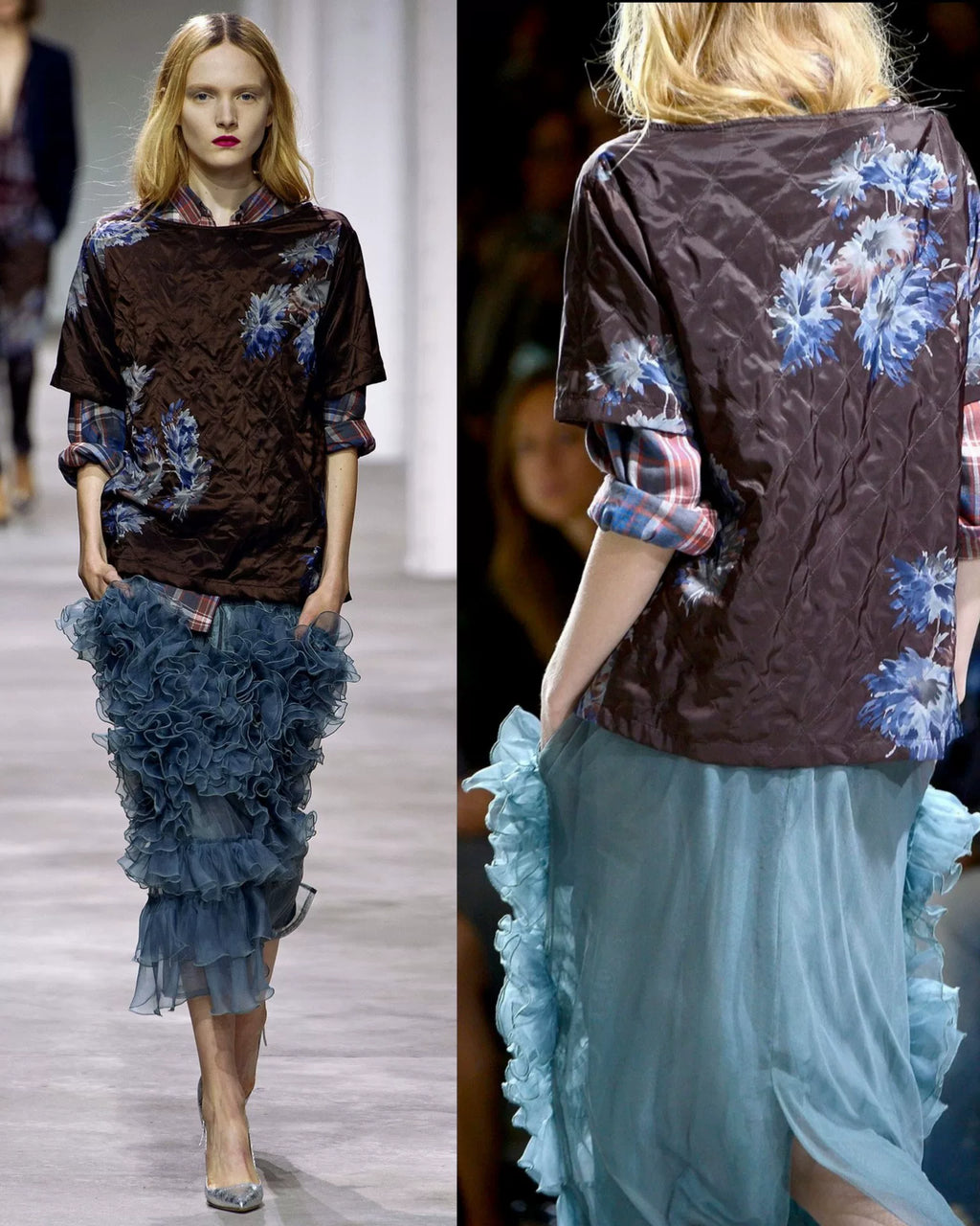 Dries van Noten Midi Gray Silk Skirt