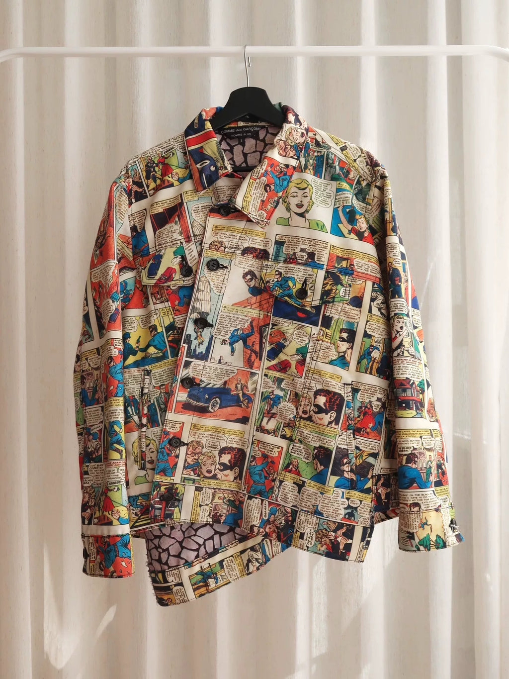 Comme des Garcons Homme Plus AW18 Diagonal Cut Comic Polyester Jacket