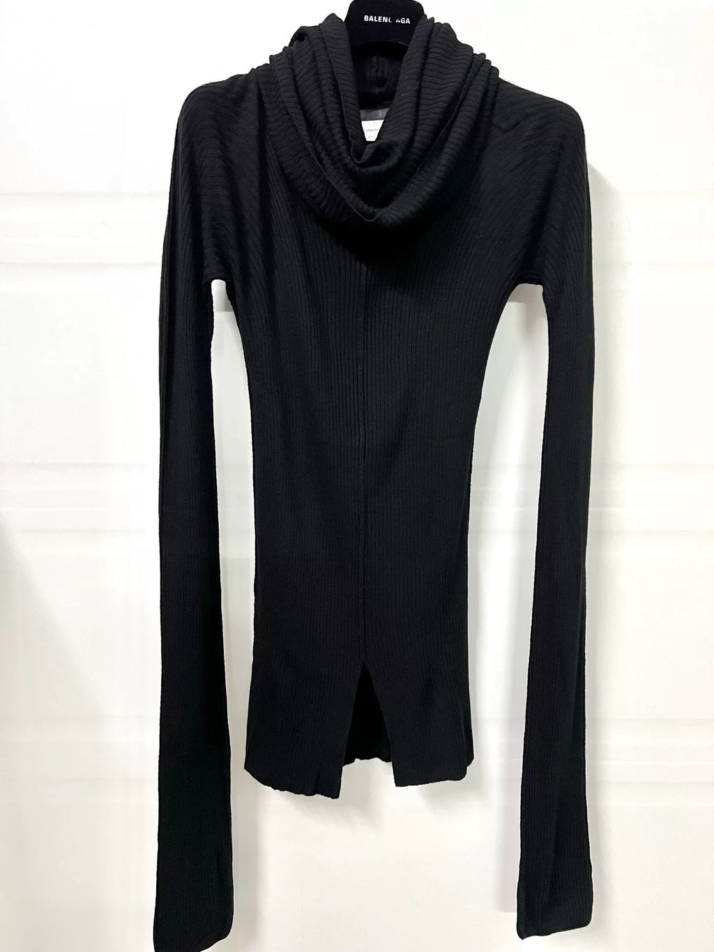 AW09 Comme des Garçons Black Double-Layer Interactive Draped High Collar Silk-Blend Knit Top