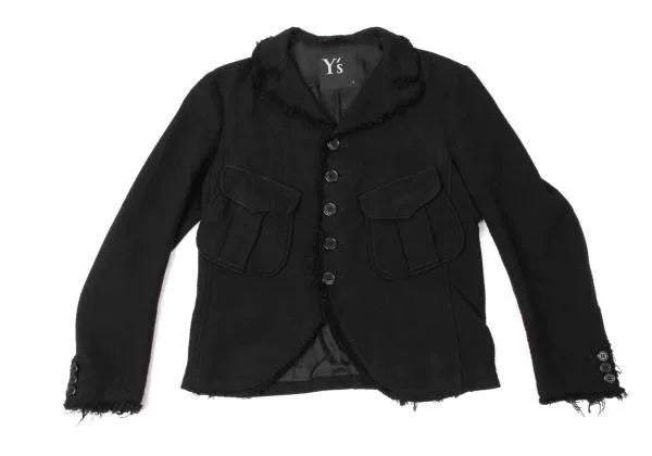 Yohji Yamamoto Black Raw-Edge Jacket