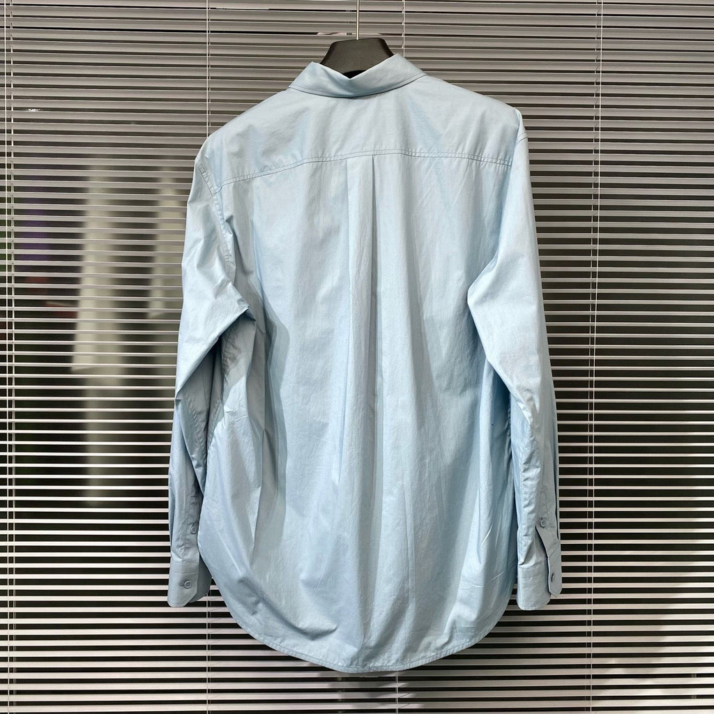 Louis Vuitton SS23 Long Sleeve Logo Button-Front Blue Shirt
