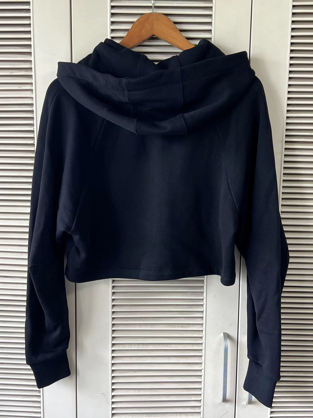 Loewe Leather Logo Cropped Black Hoodie