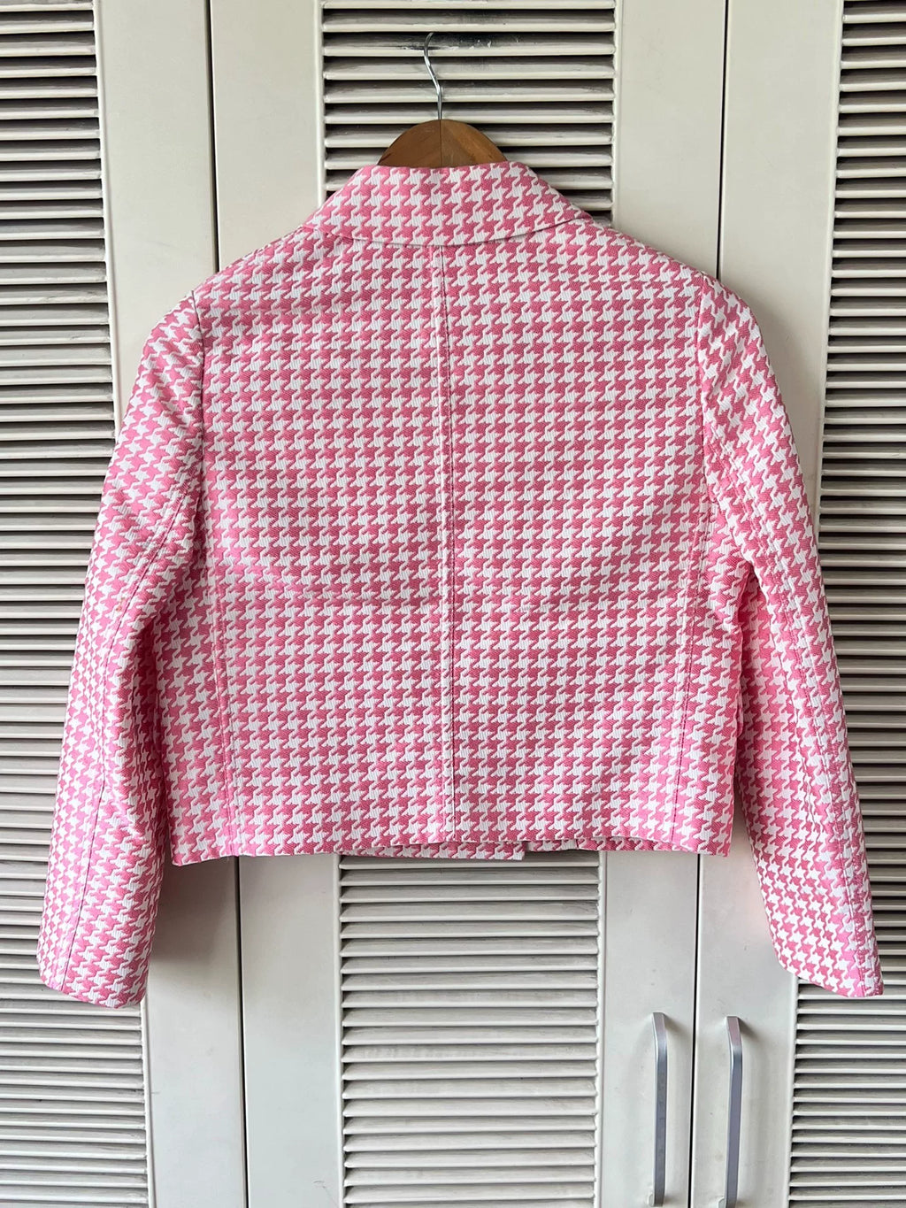 Dior pink houndstooth coat