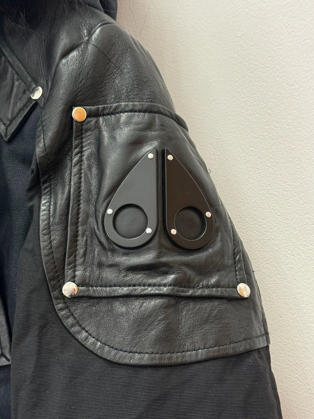 Moose Knuckles Original Blue Black Debbie Detachable Sleeve Down Jacket