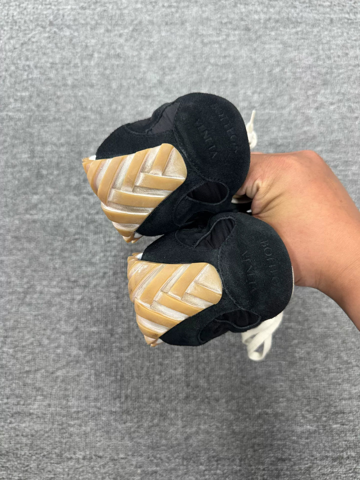 Bottega Veneta SS25 Black Grey Suede Orbit Flash Sneakers