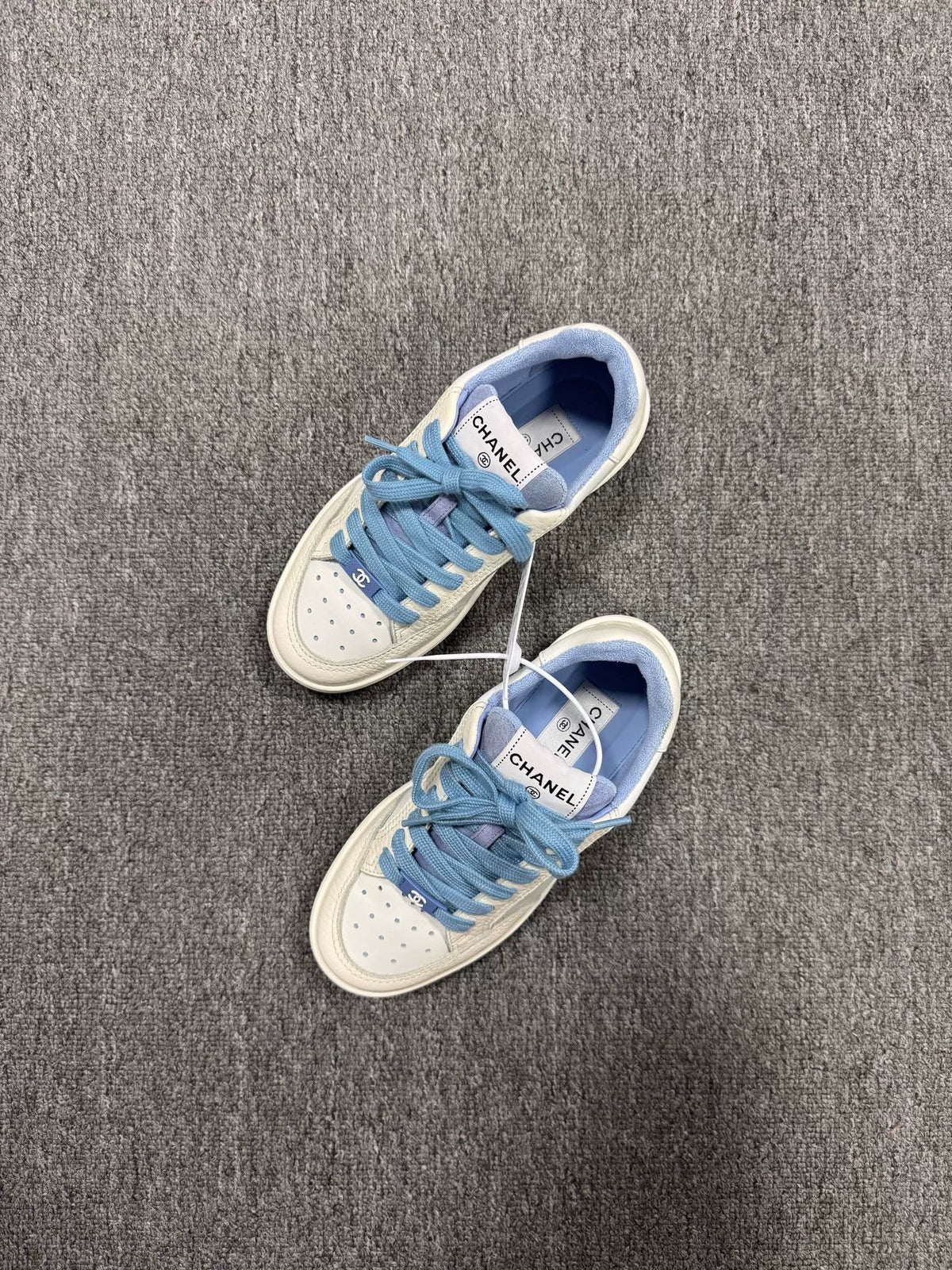 Chanel White & Blue Sneakers
