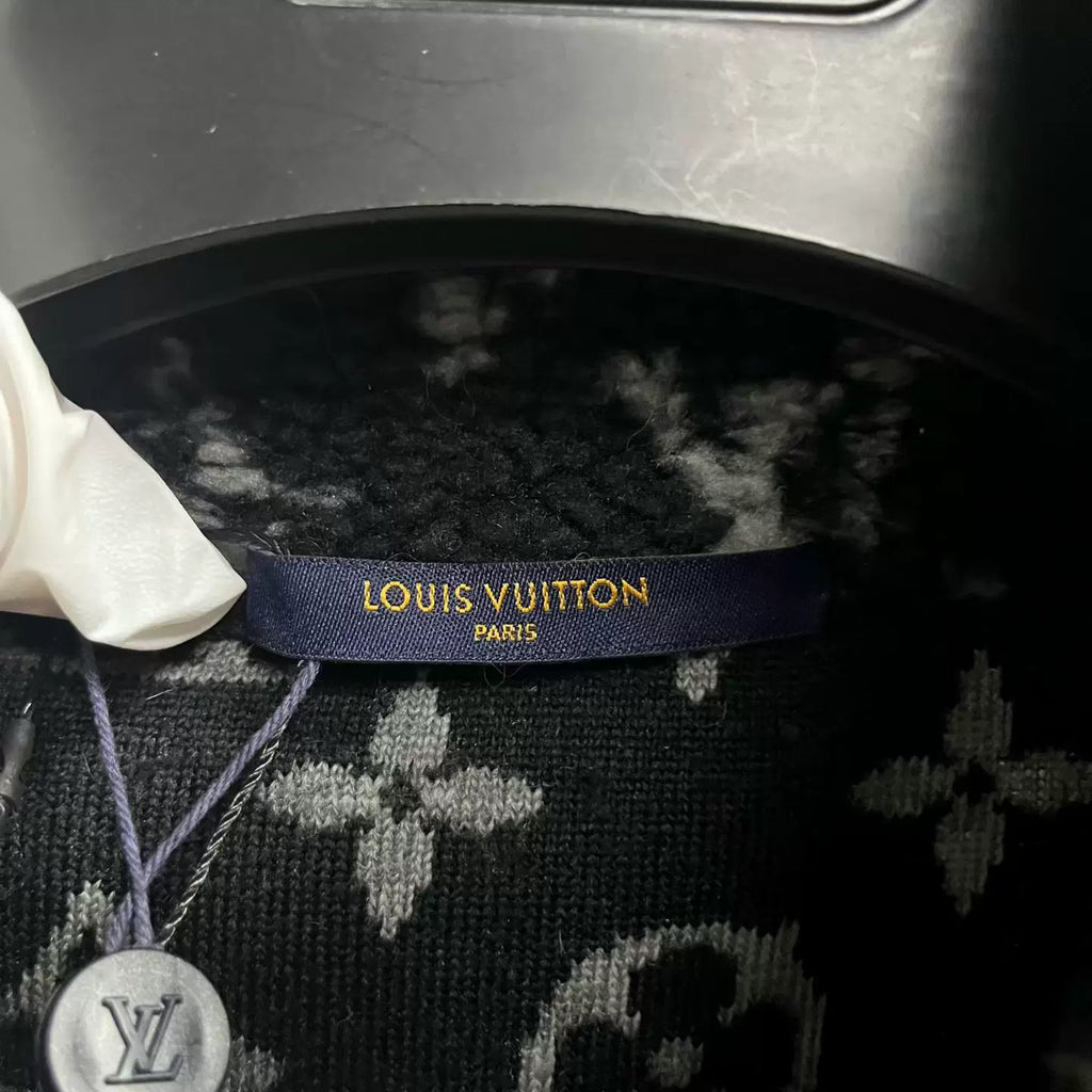 Louis Vuitton Black All-Over Jacquard Fleece Jacket