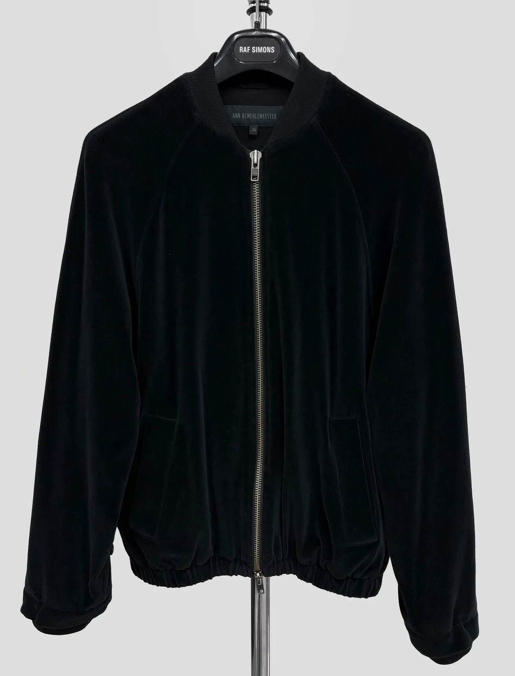 Ann Demeulemeester Black Velvet Zip Bomber