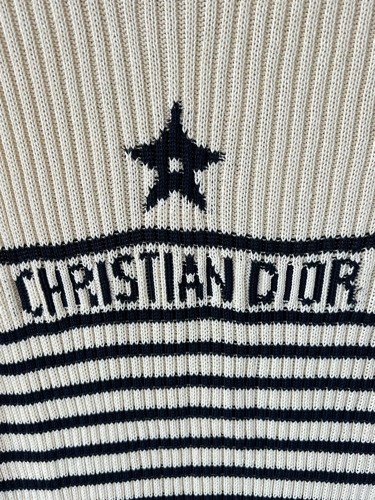 Dior Black and White Striped Five-Pointed Star Knit Sweater