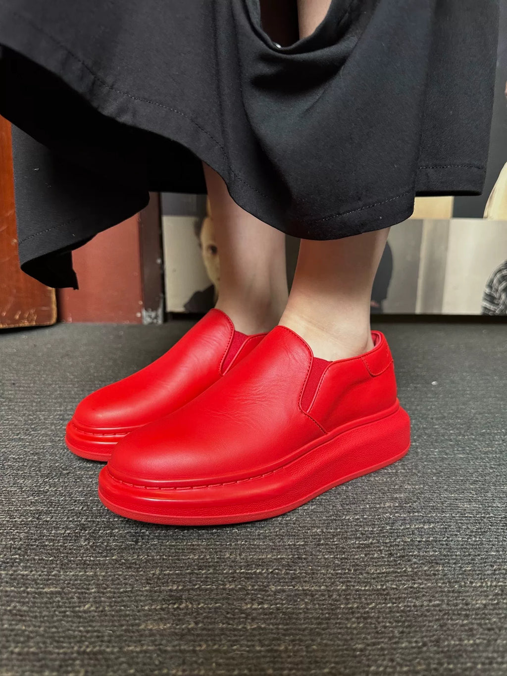 Alexander McQueen Red Thick-Sole Slip-On Sandals