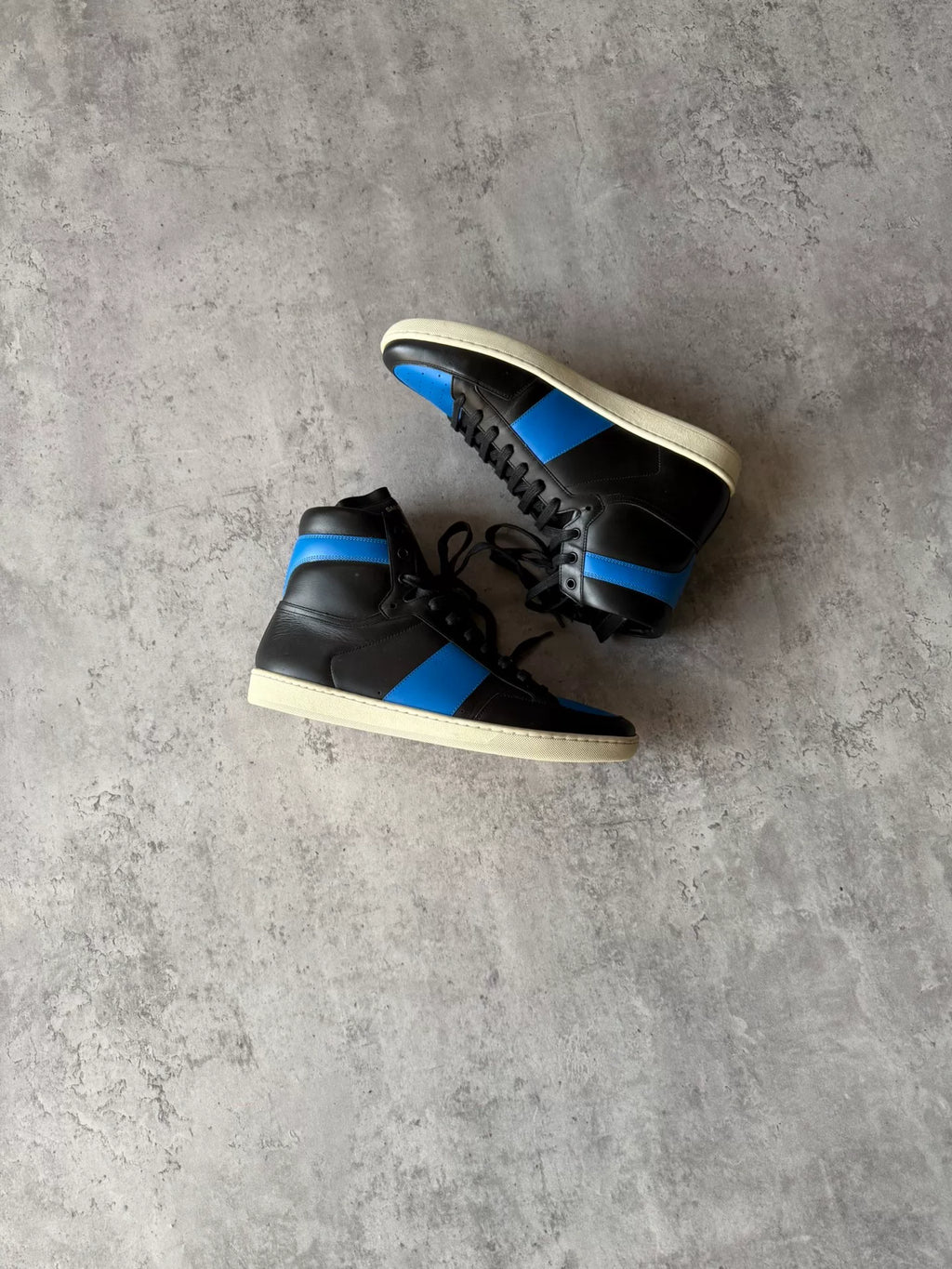 Saint Laurent Paris SS14 SL/10H Black & Blue Leather Sneakers by Hedi Slimane by Hedi Slimand