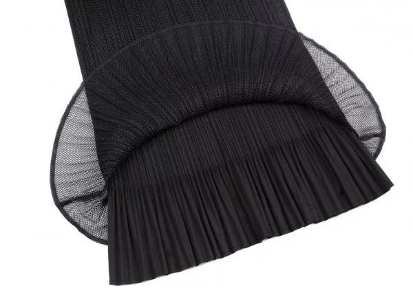 Issey Miyake Vintage Black Double-Layer Mesh Pleated Skirt