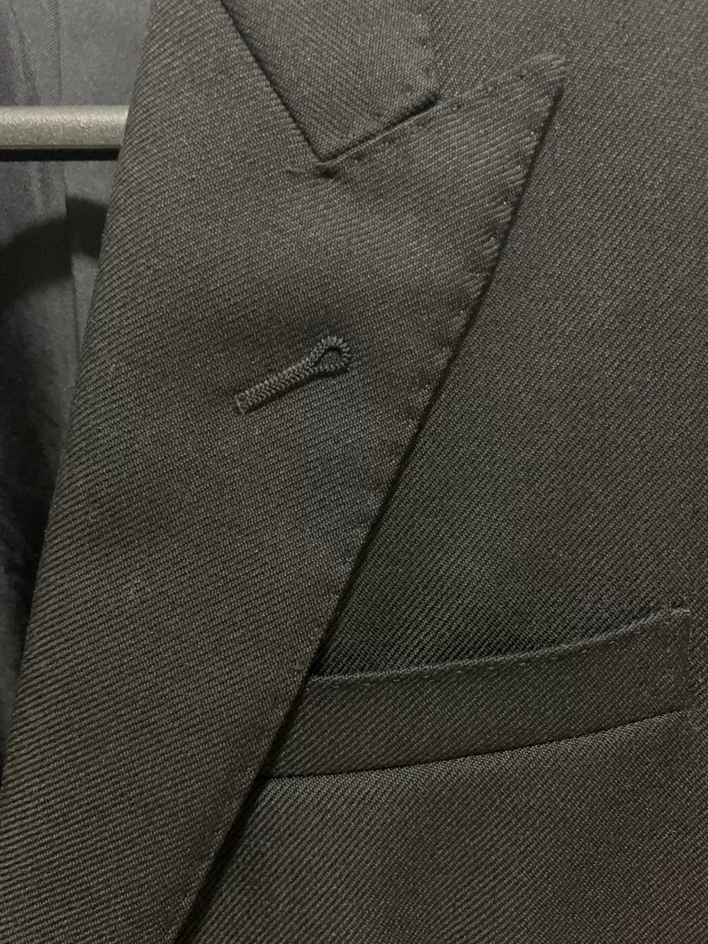 Saint Laurent 15FW Runway Black Contrast Stitching Peak Lapel Suit