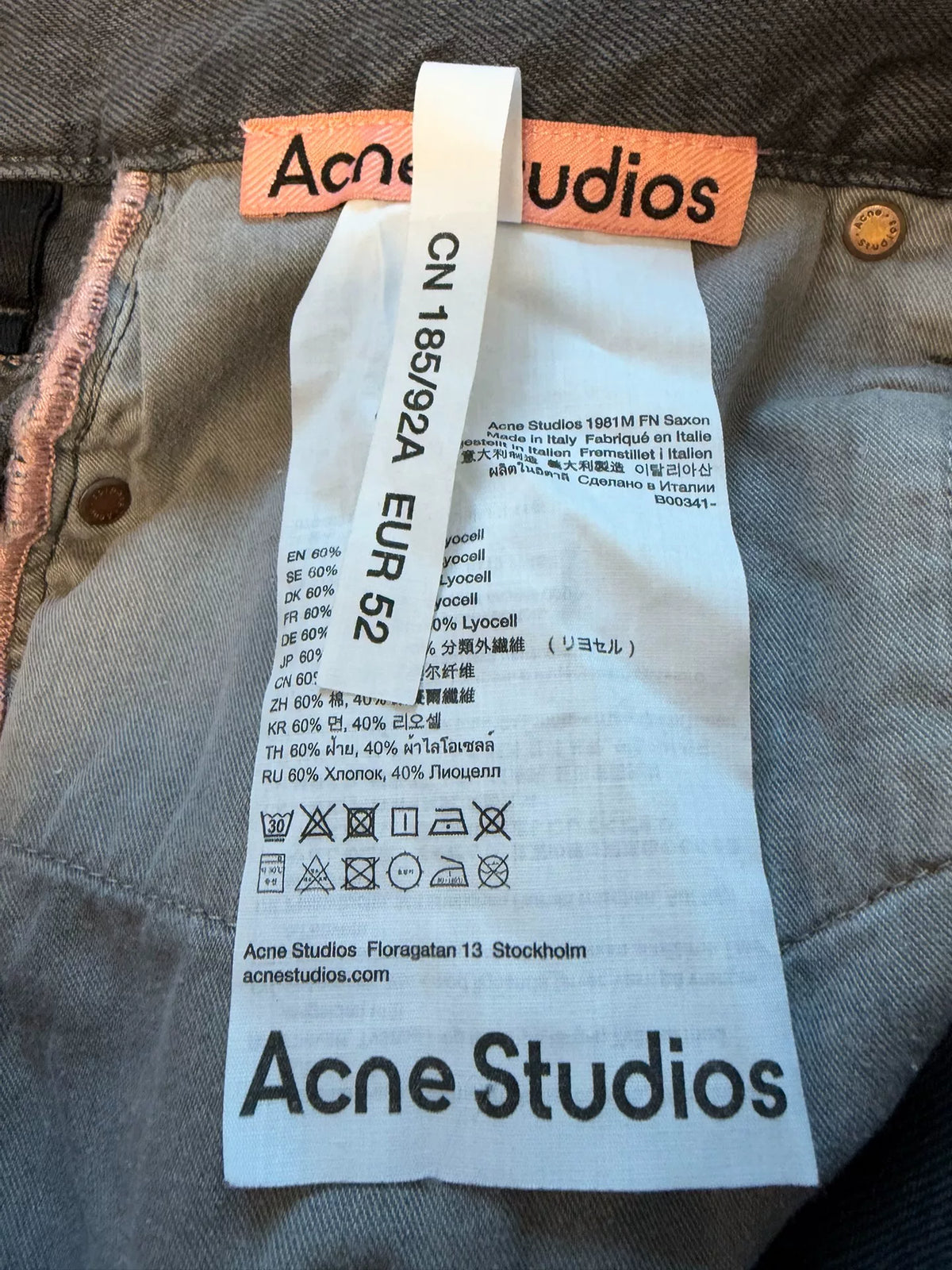 Acne Studios Grey Washed Denim Jeans