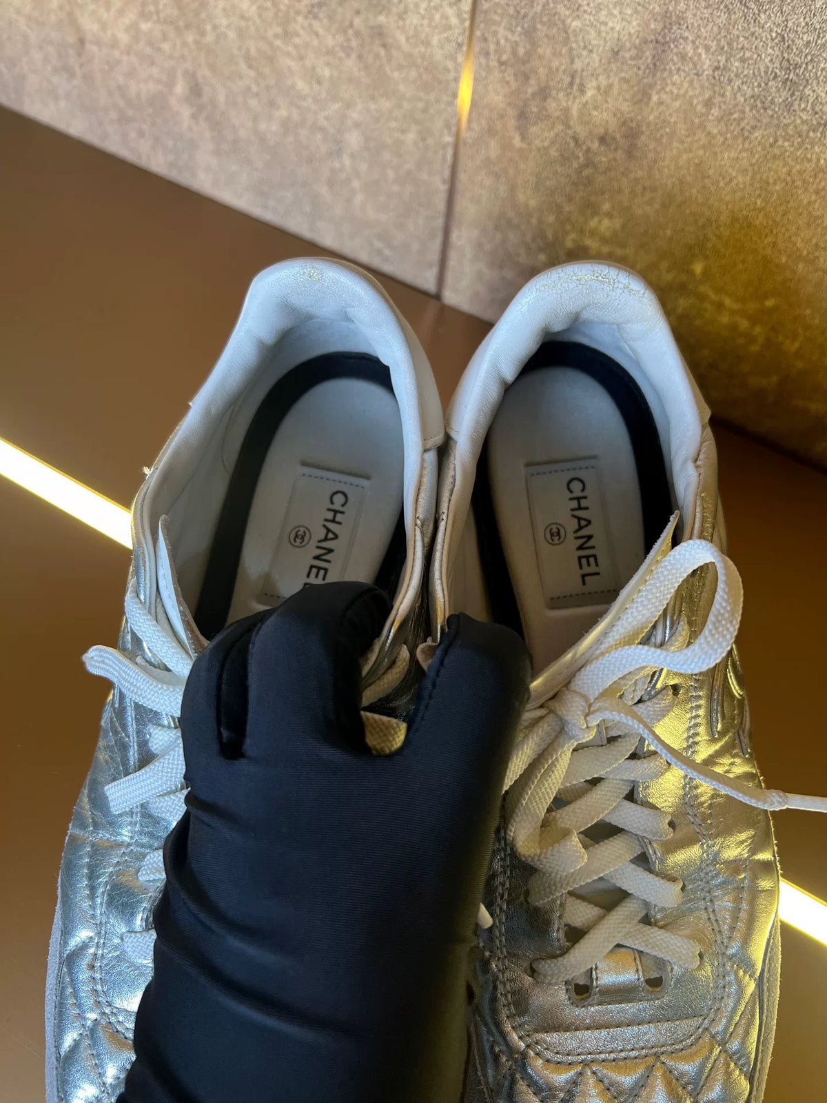 Chanel Silver German Army Trainers